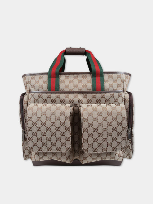 Borsa mamma beige con logo GG all-over,Gucci Kids,768116 FACPQ 8641