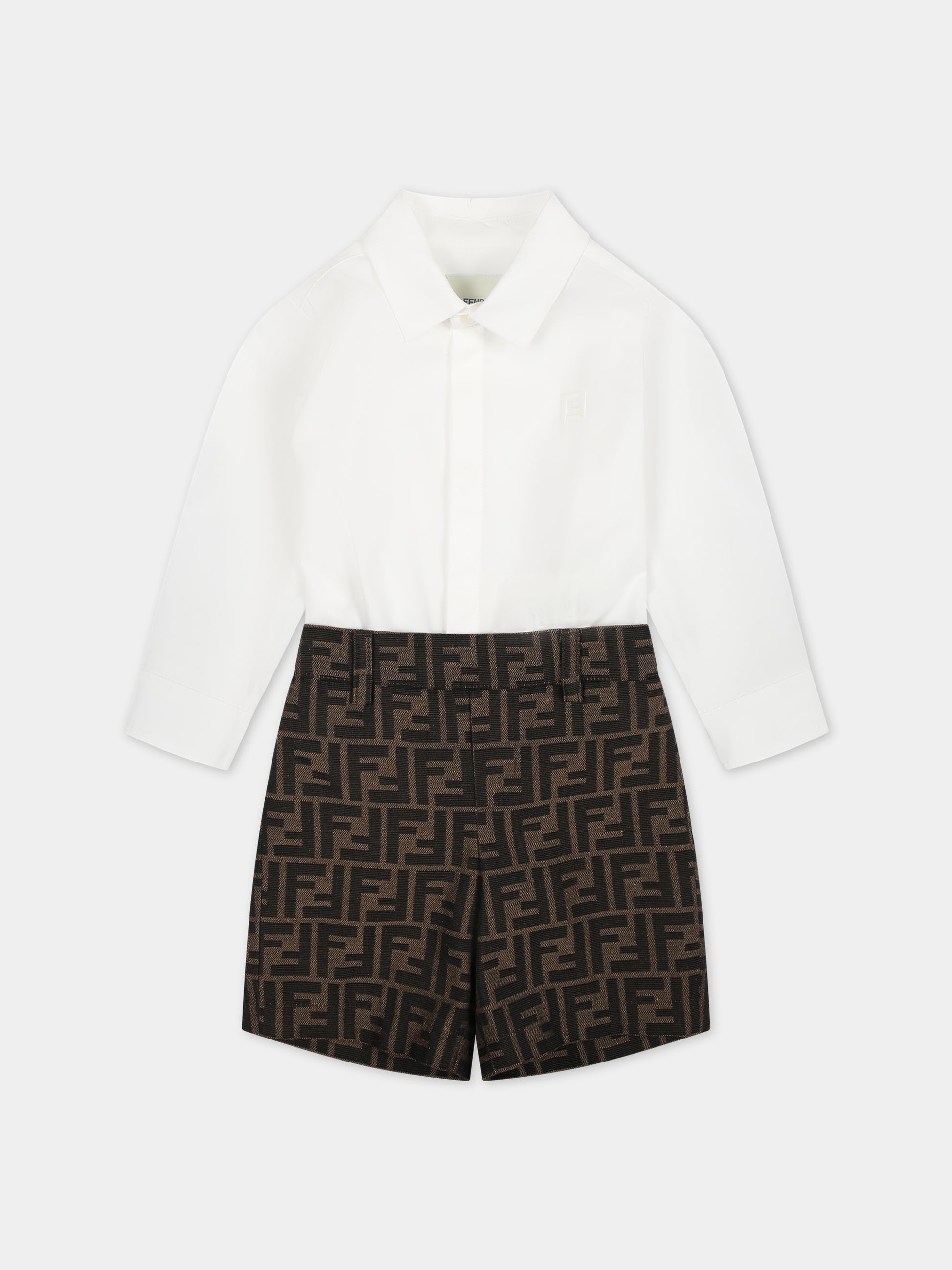 Completo elegante multicolor per neonato con iconica doppia F,Fendi Kids,BML146 AQTK F15B6