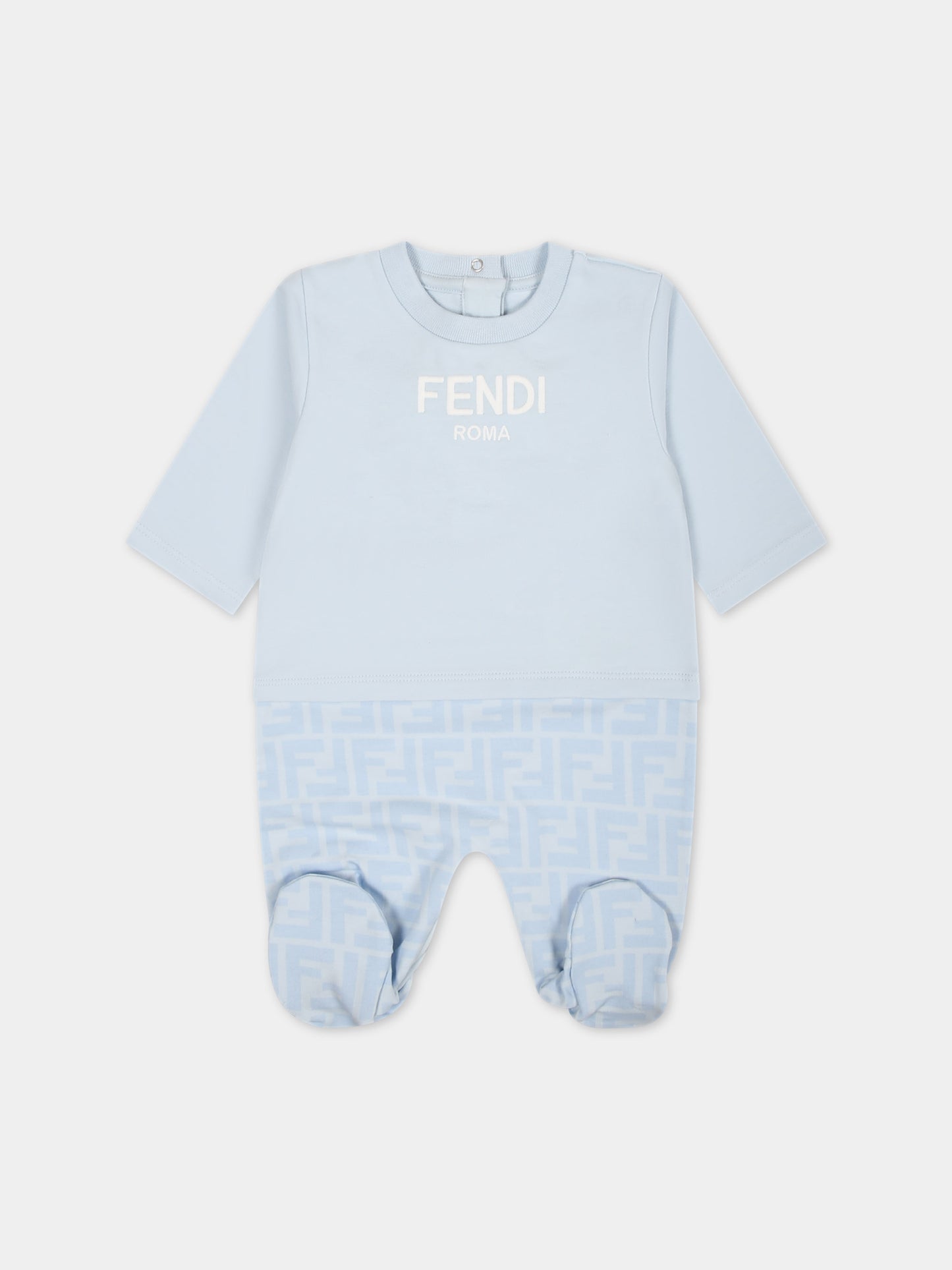 Set celeste per neonato con logo,Fendi Kids,BUK115 AQT8 F19J4