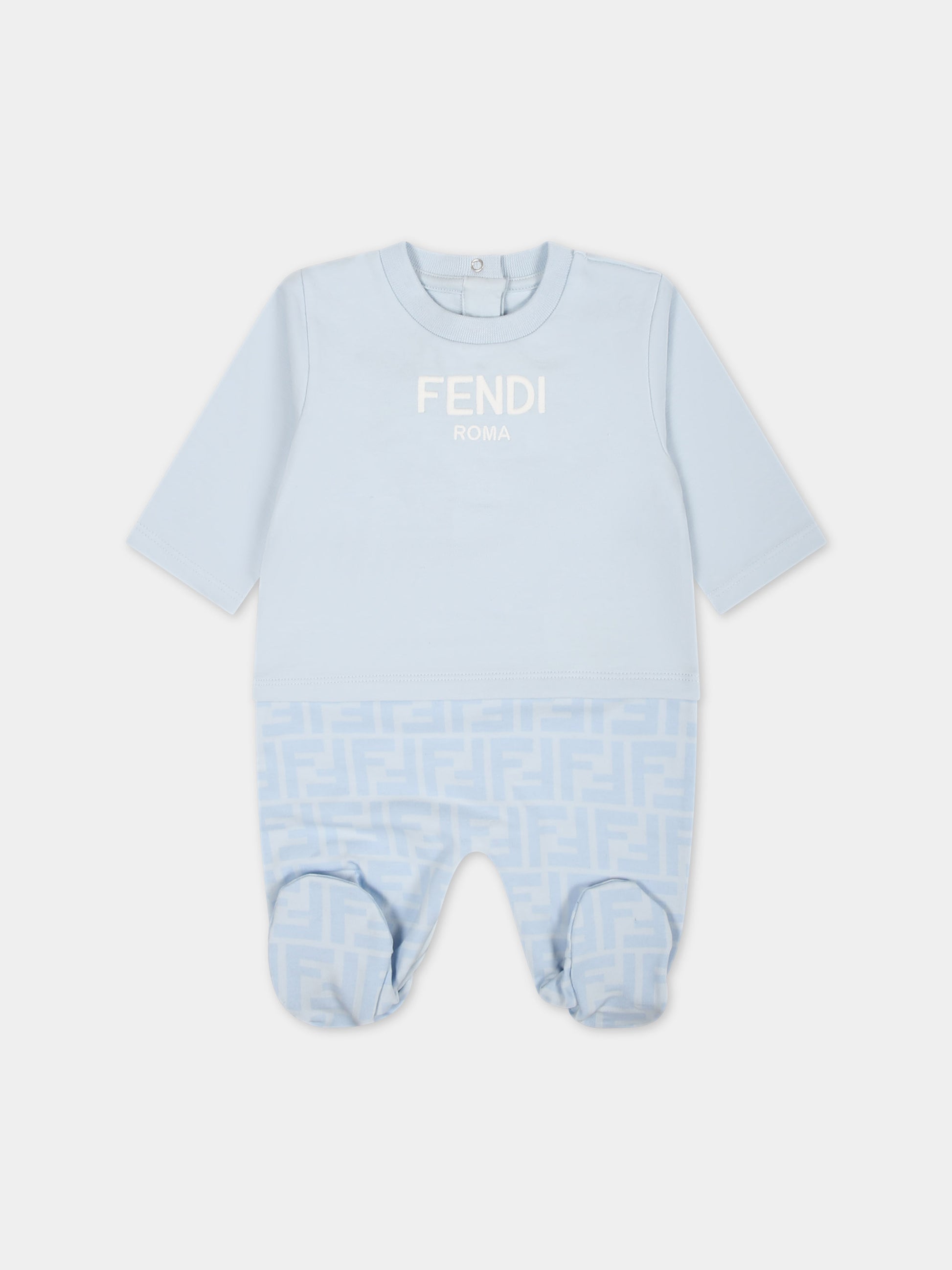 Set celeste per neonato con logo,Fendi Kids,BUK115 AQT8 F19J4