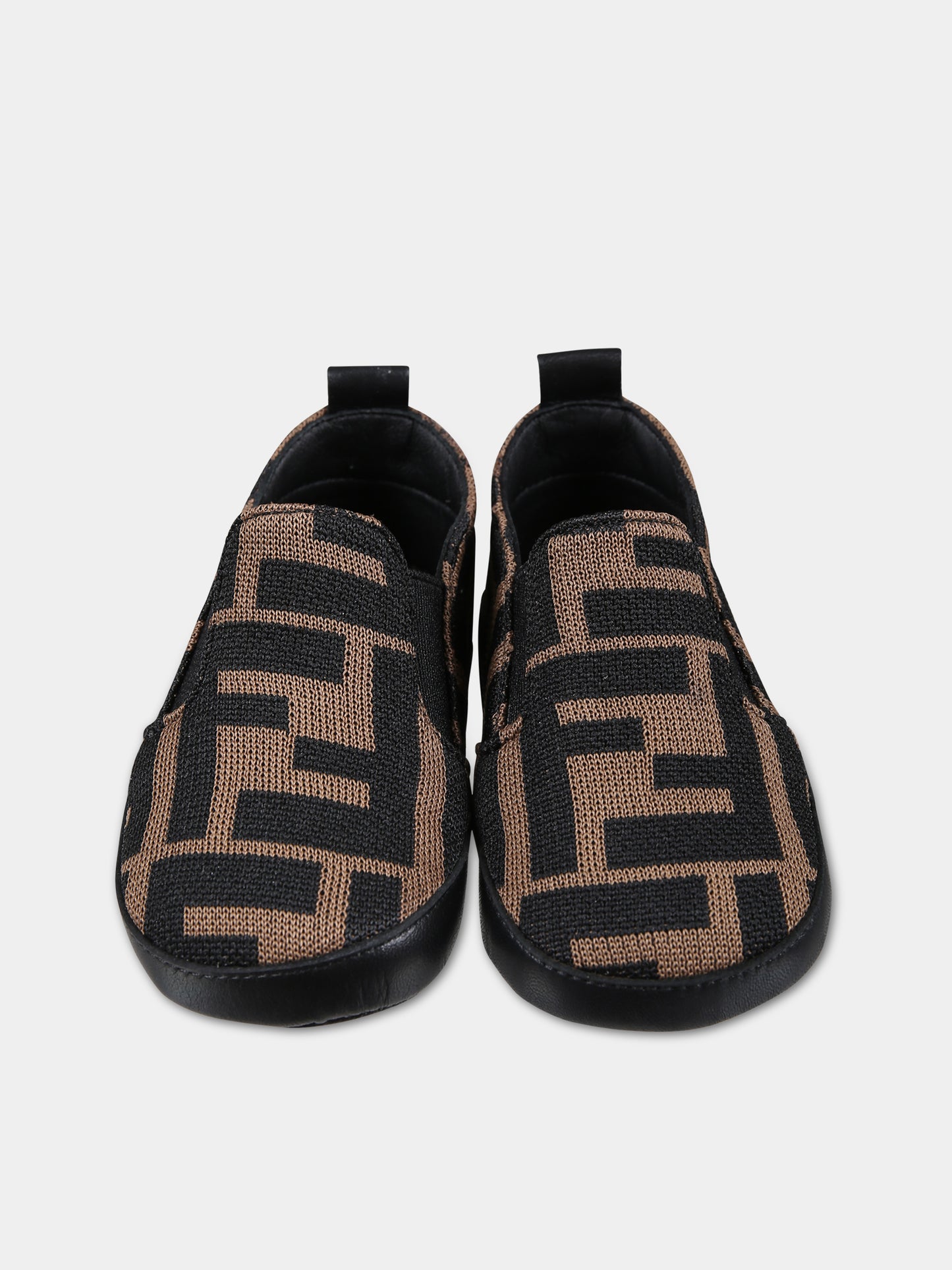 Slip-on marroni per neonati con doppie FF,Fendi Kids,BMR087 A6A6 F0E0X