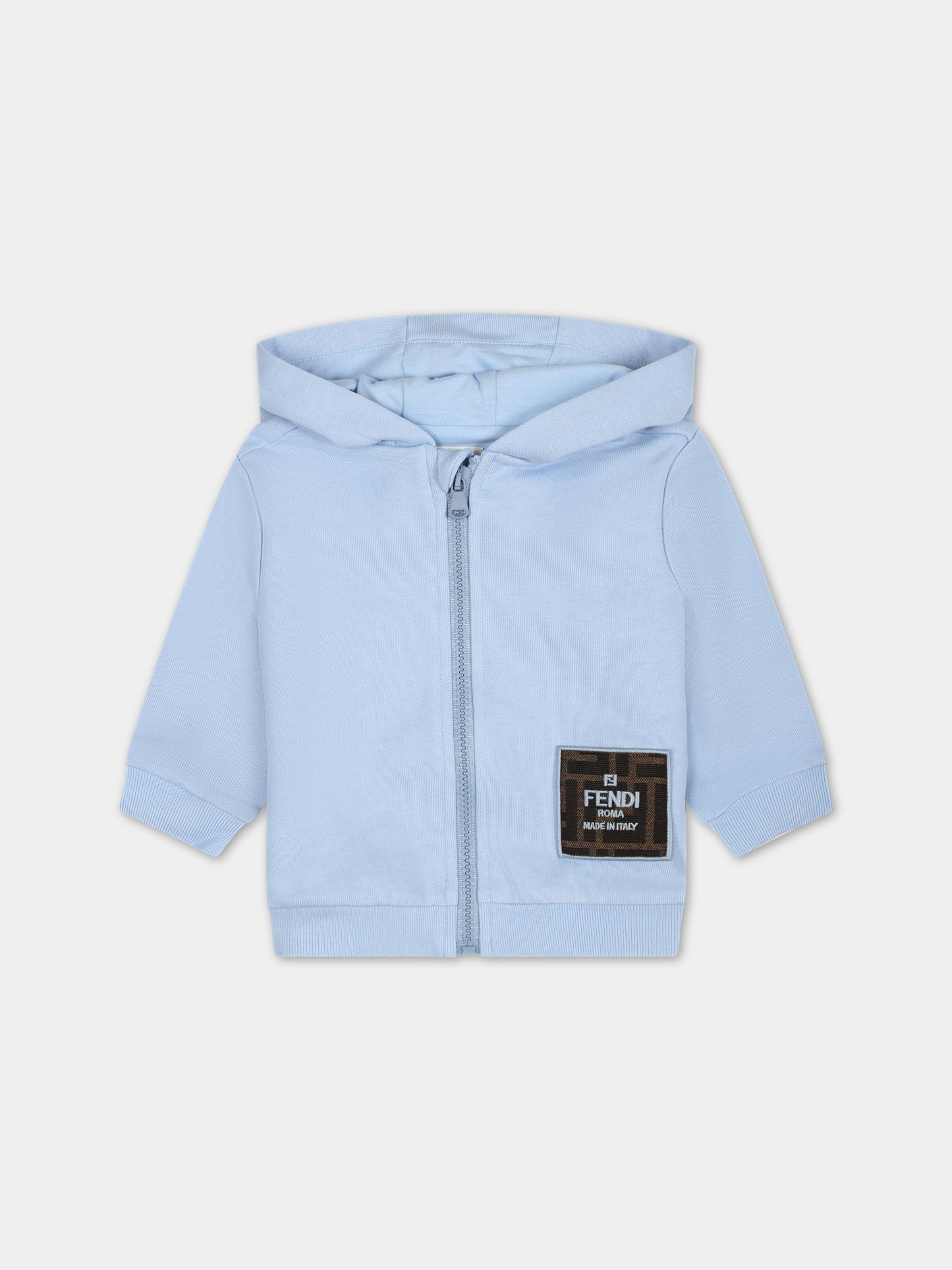 Felpa celeste per neonato con logo,Fendi Kids,BUH065 5V0 F11H1