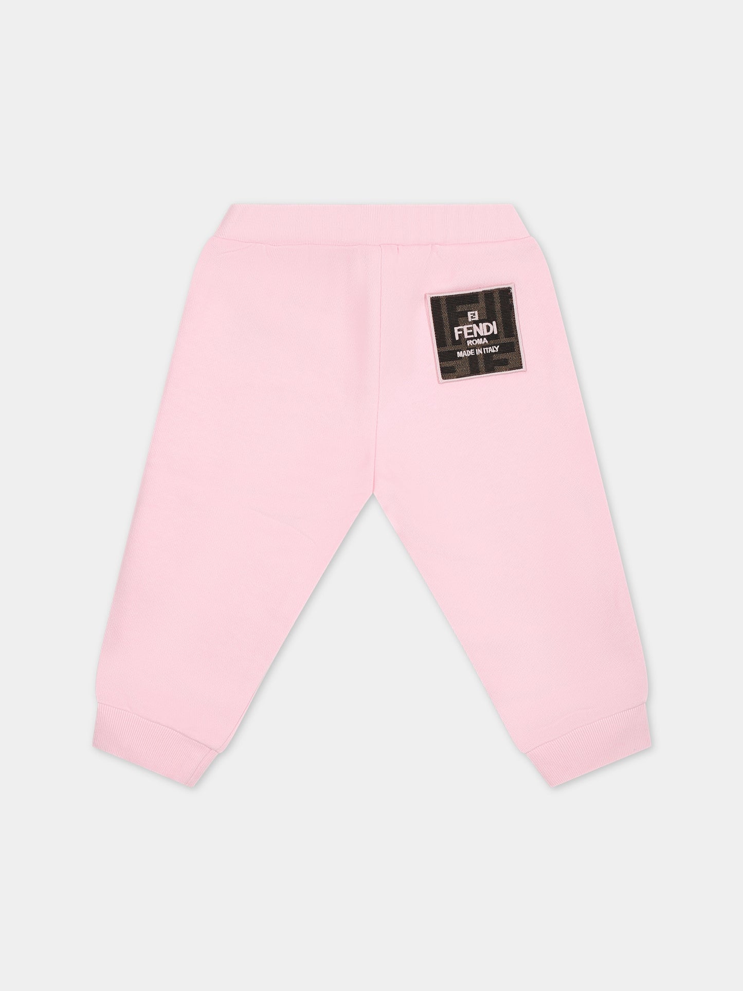 Pantaloni rosa per neonata con logo,Fendi Kids,BUF094 5V0 F0QE5