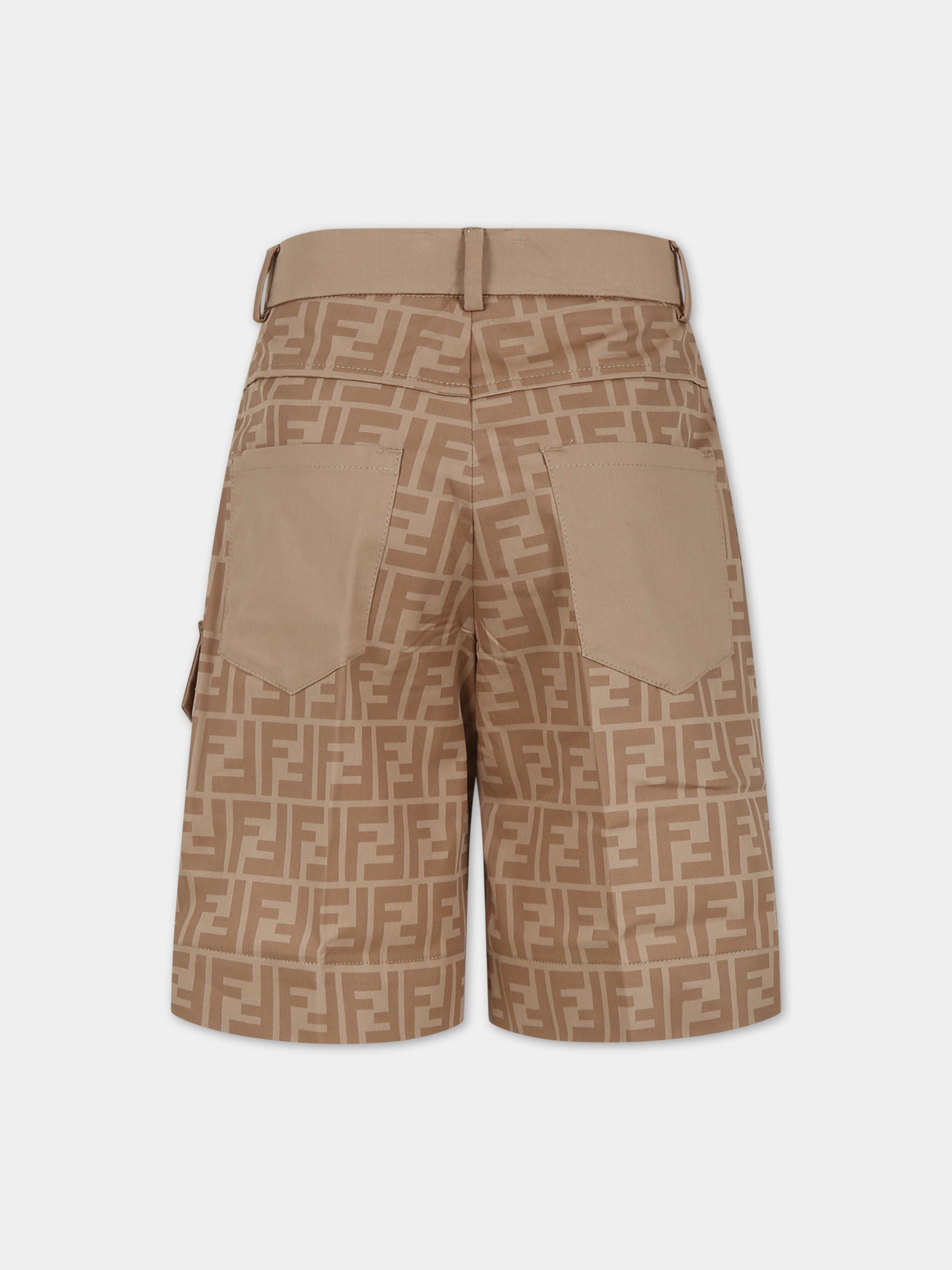 Shorts beige per bambino con FF,Fendi Kids,JMF462 AQSP F1F4G