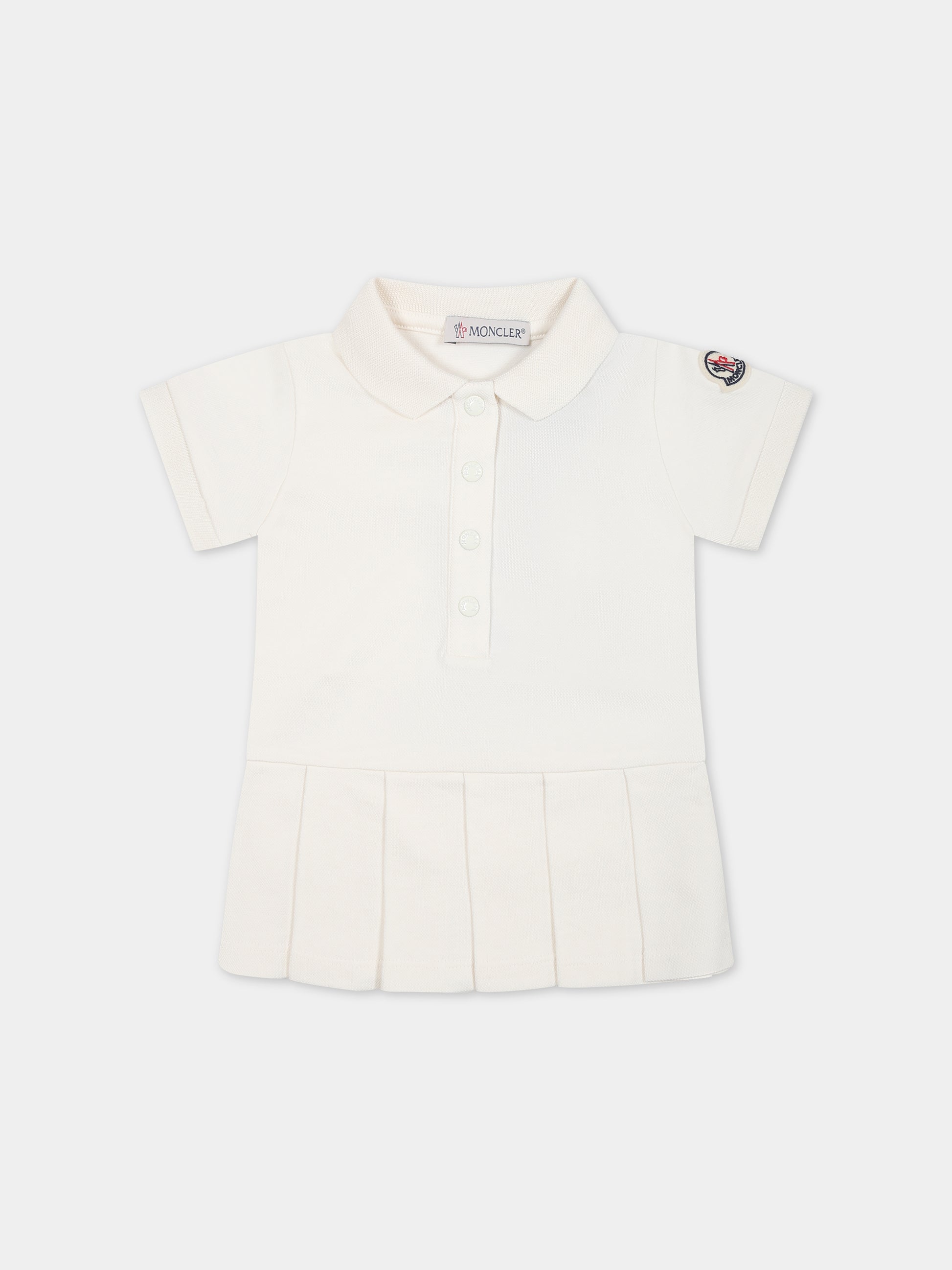 Vestito bianco per neonata con logo,Moncler Kids,951 8I00001 8496F 034