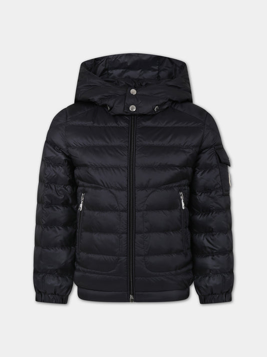 Piumino Lauros nero con cappuccio nero per bambino,Moncler Kids,954 1A00031 595FE 999