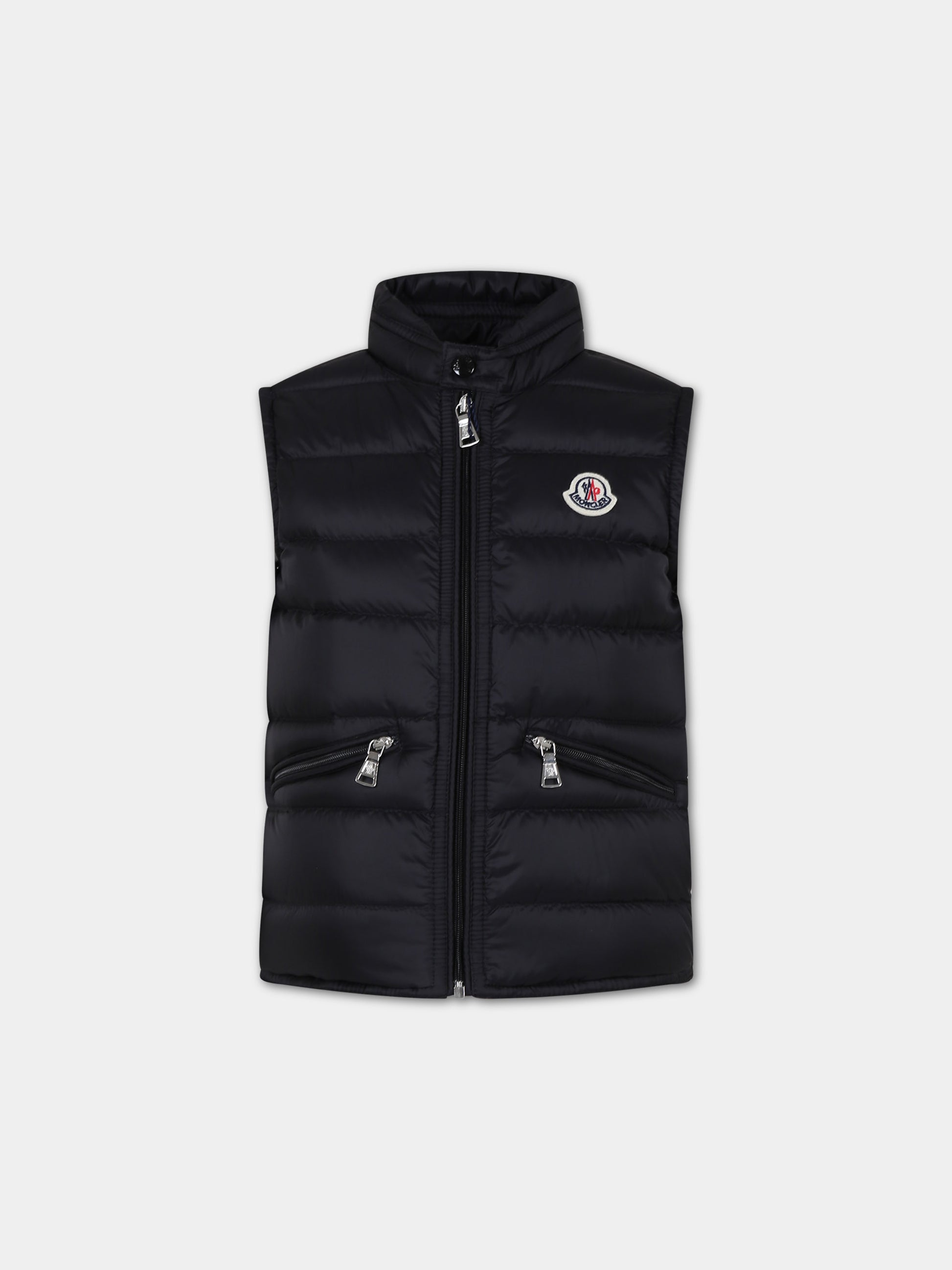 Gilet nero per bambino con logo,Moncler Kids,954 1A00055 595FE 999