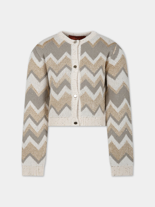 Cardigan beige per bambina,Missoni,MU2A20 X0136 109
