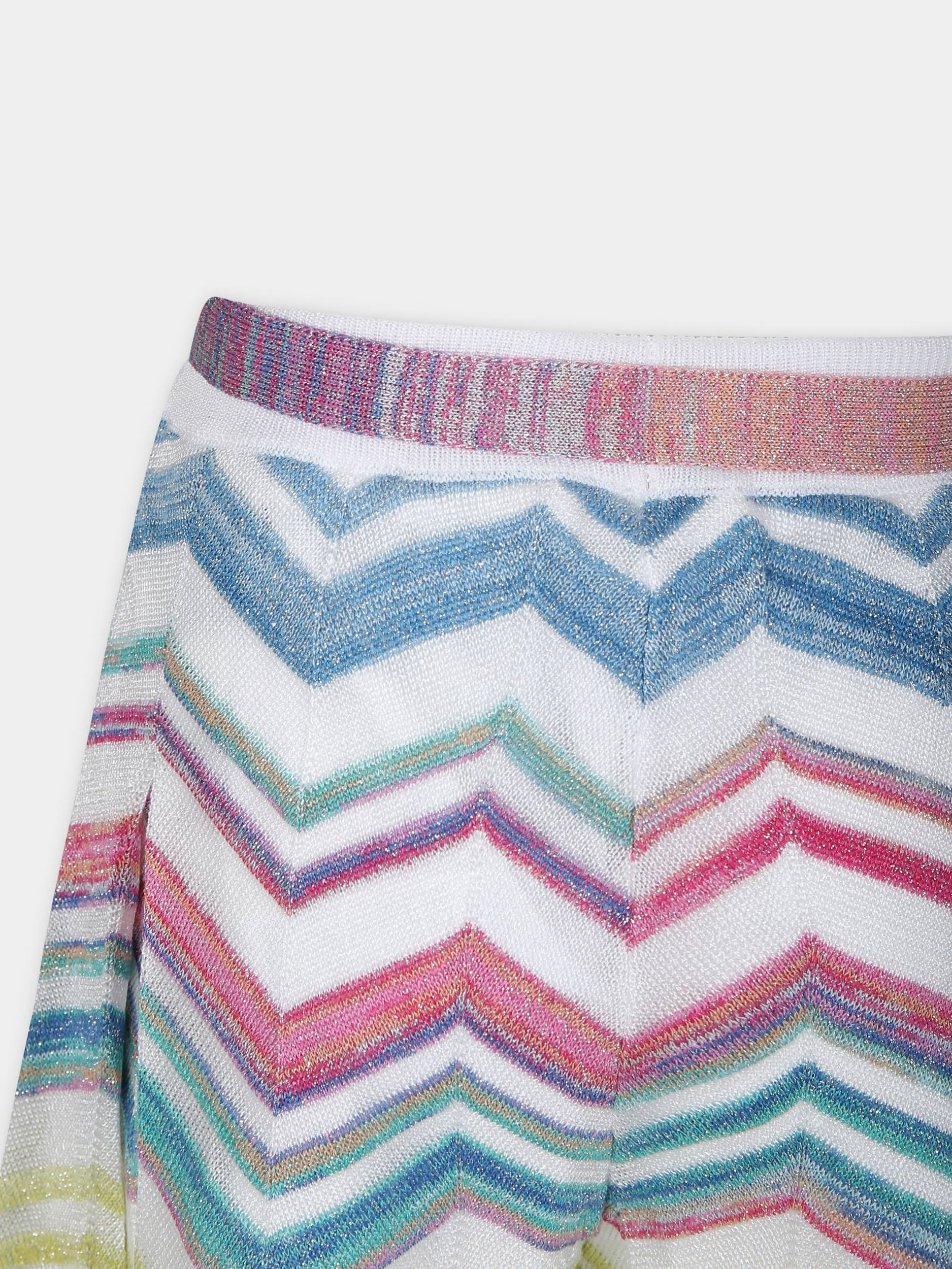 Pantaloni casual multicolor per bambina con motivo a chevron,Missoni,MU6B90 X0146 999