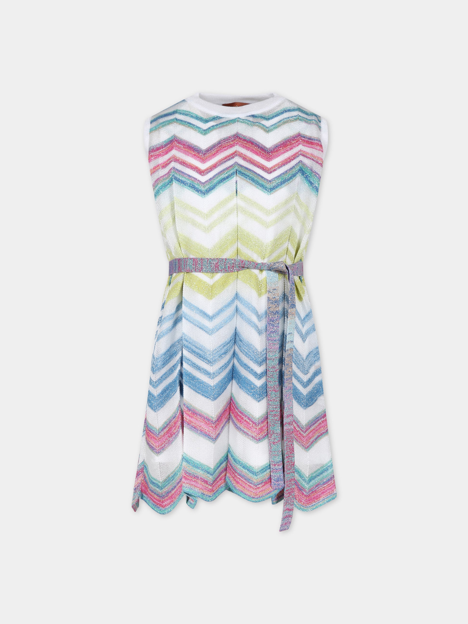 Vestito elegante multicolor per bambina con motivo a chevron,Missoni,MU1B32 X0146 999
