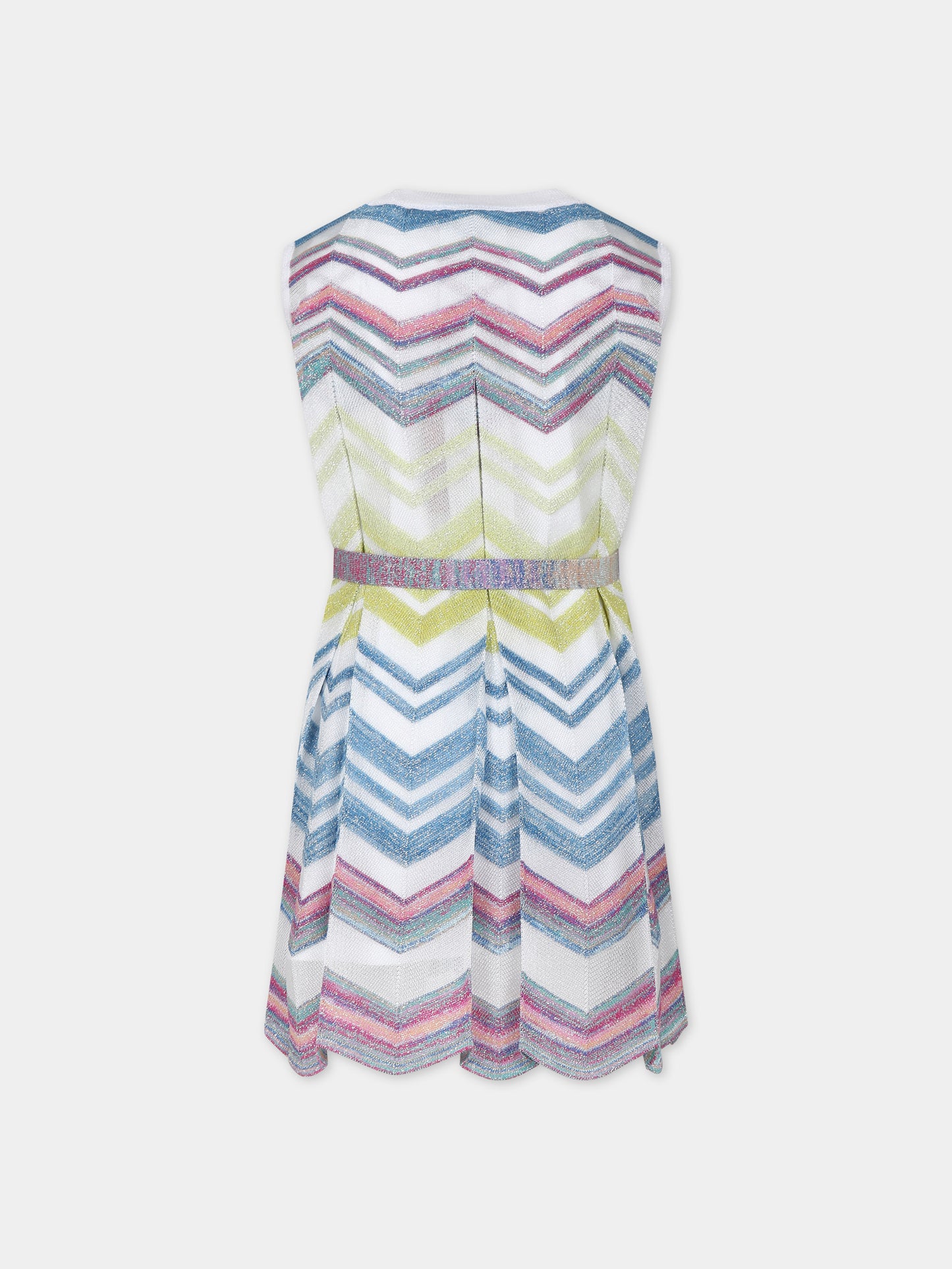 Vestito elegante multicolor per bambina con motivo a chevron,Missoni,MU1B32 X0146 999