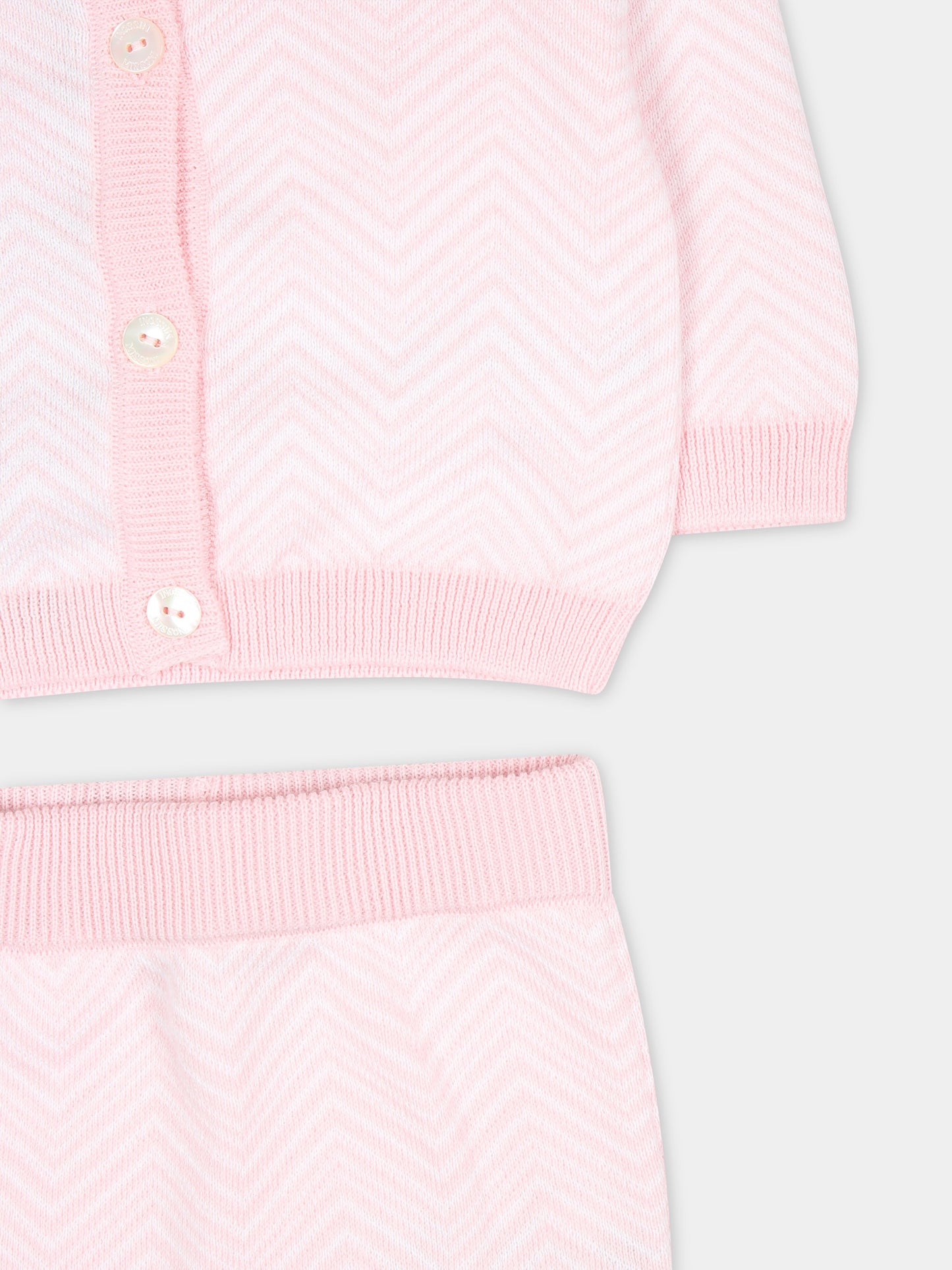 Completo nascita rosa per neonata con motivo a chevron,Missoni,MUB550 X0003 100RS