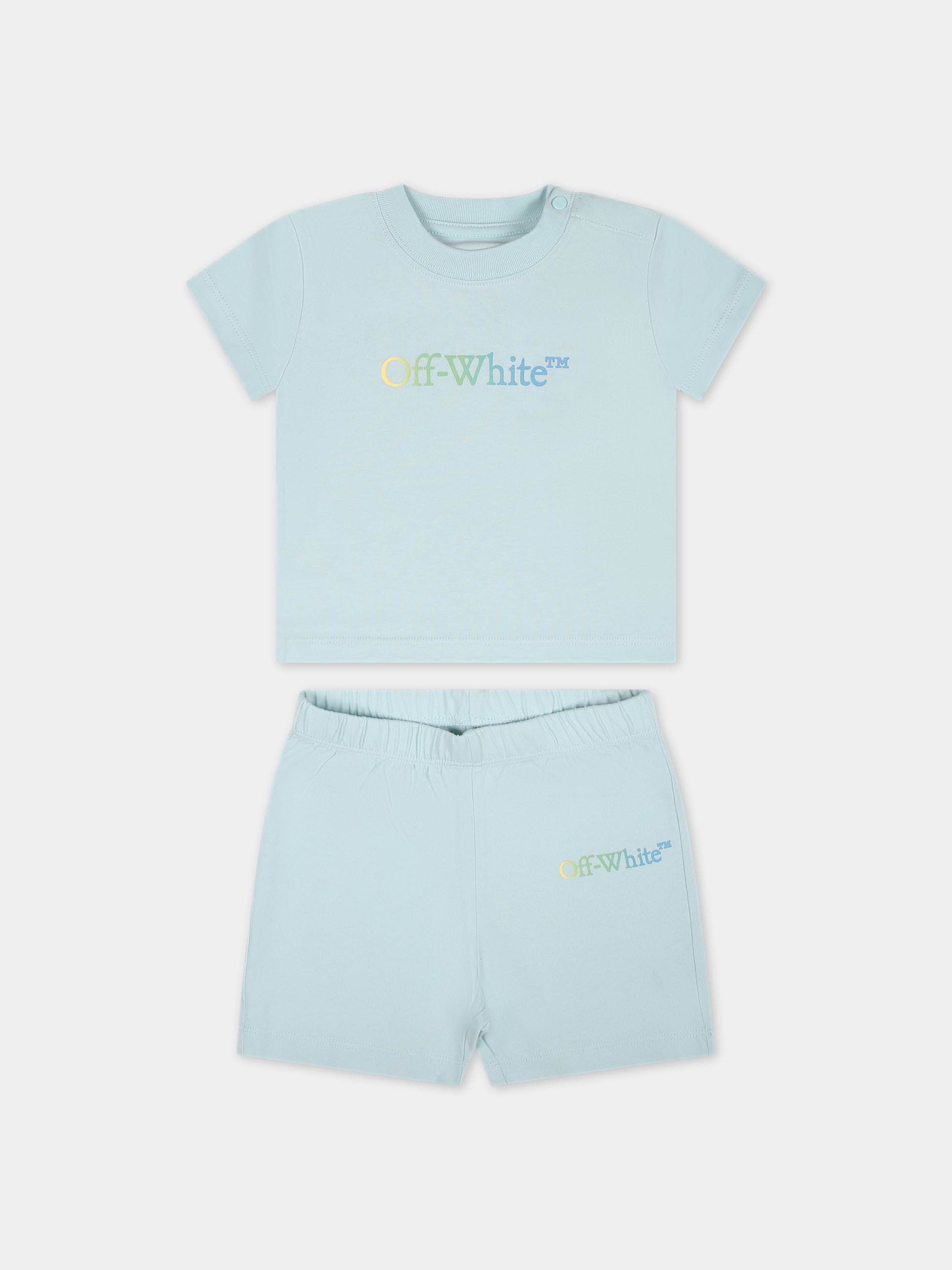 Completo celeste per neonato con logo,Off White,OB2X013S24JER0014084