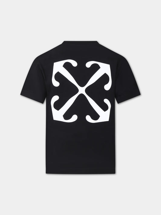 T-shirt nera per bambino con logo,Off White,OBAA002S24JER0031001