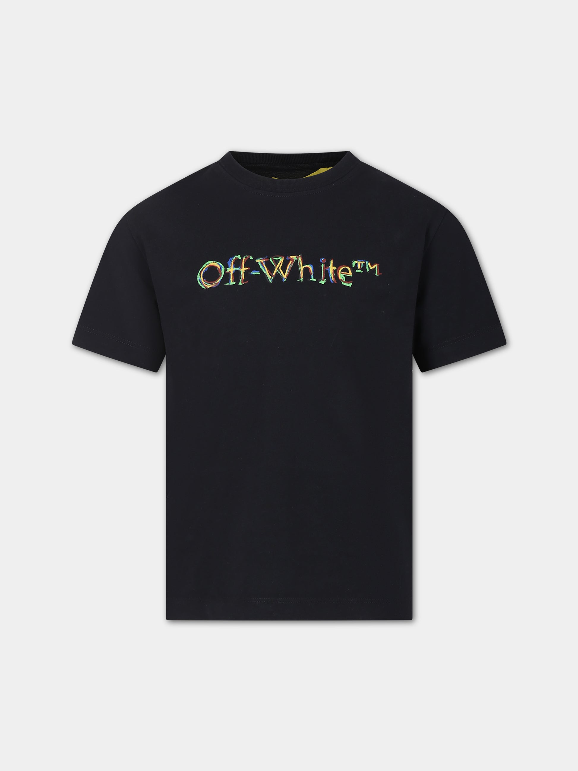 T-shirt nera per bambino con logo,Off White,OBAA002S24JER0051084