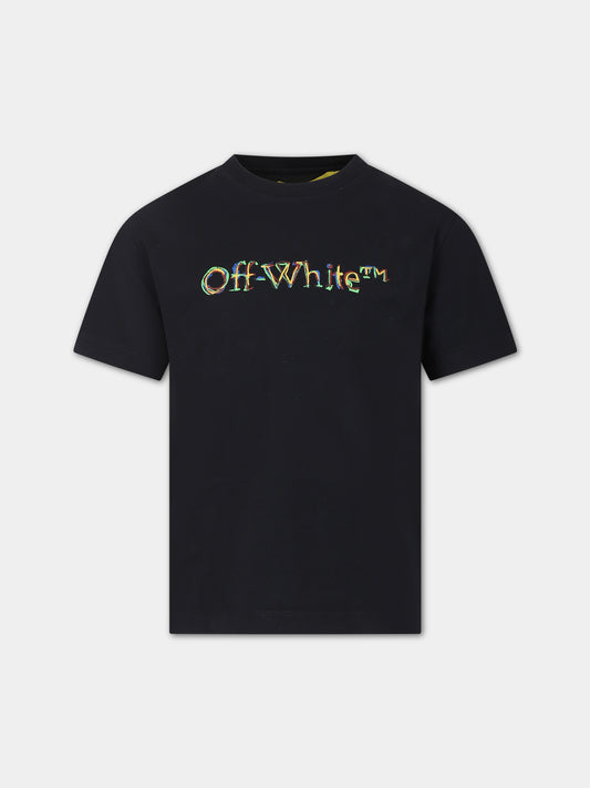 T-shirt nera per bambino con logo,Off White,OBAA002S24JER0051084