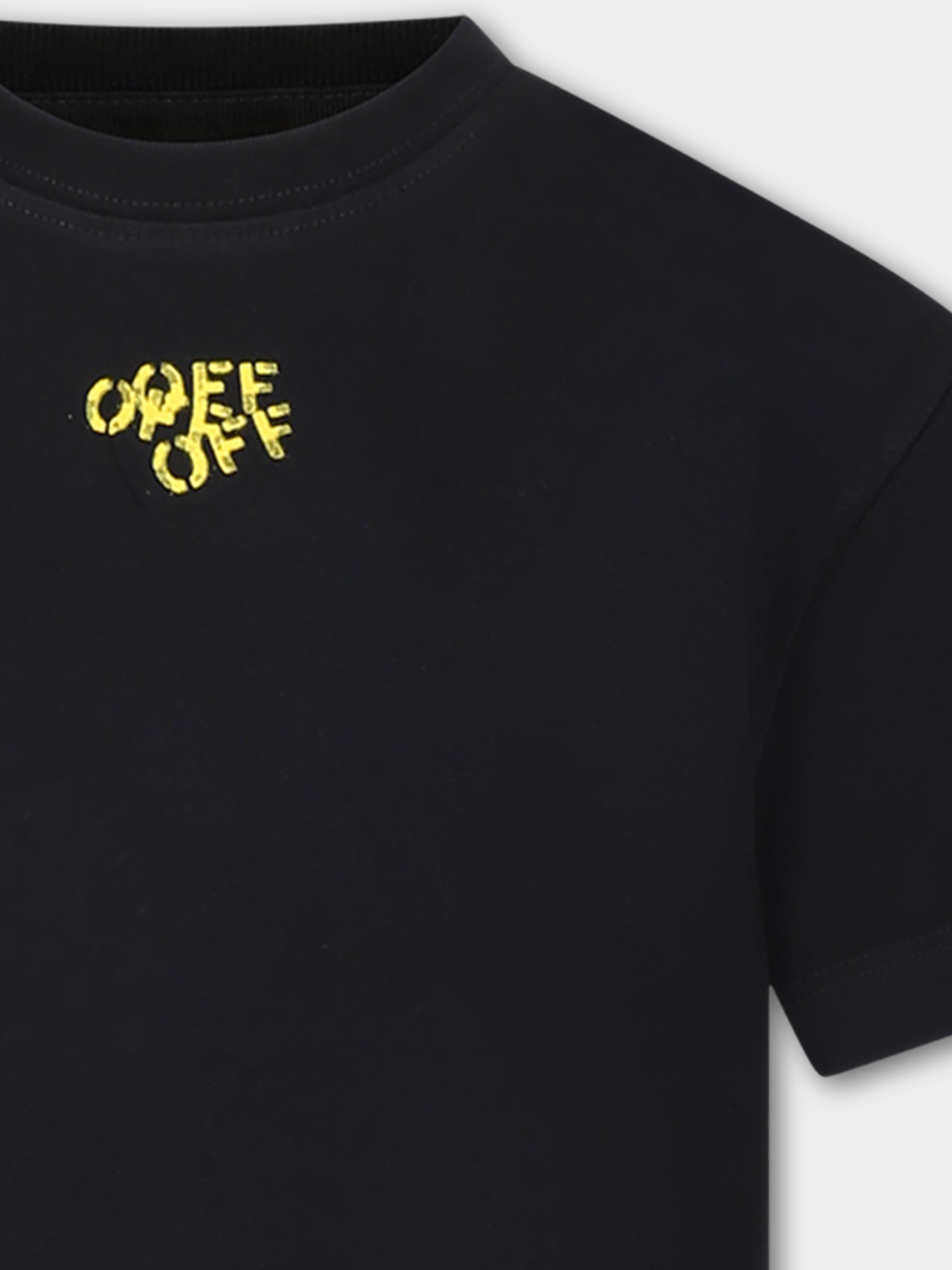 T-shirt nera per bambino con logo,Off White,OBAA002S24JER0071018