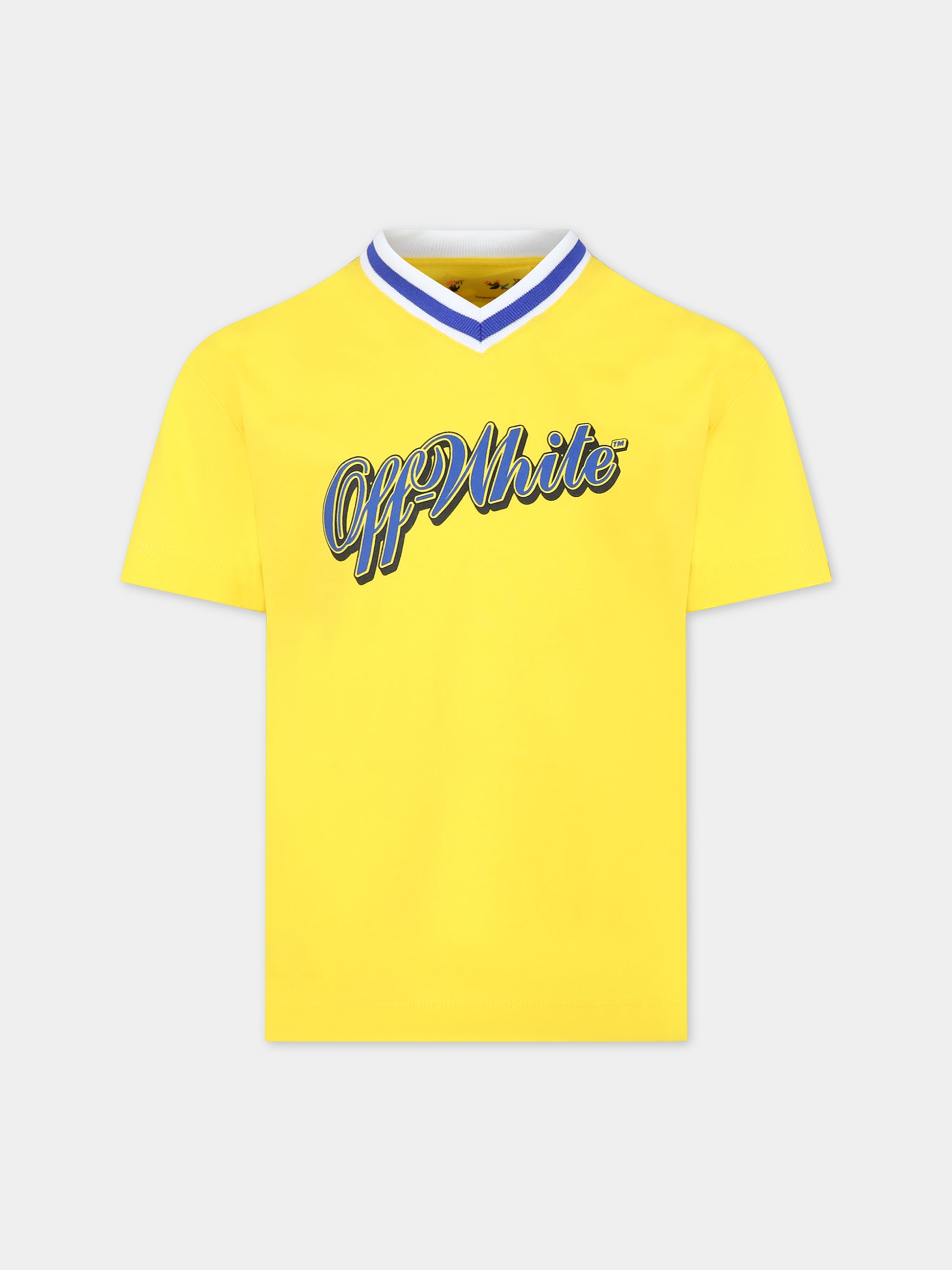 T-shirt gialla per bambino con logo,Off White,OBAA010S24JER0011845