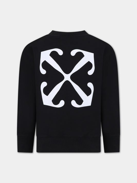 Felpa nera per bambino con logo,Off White,OBBA001S24FLE0021001