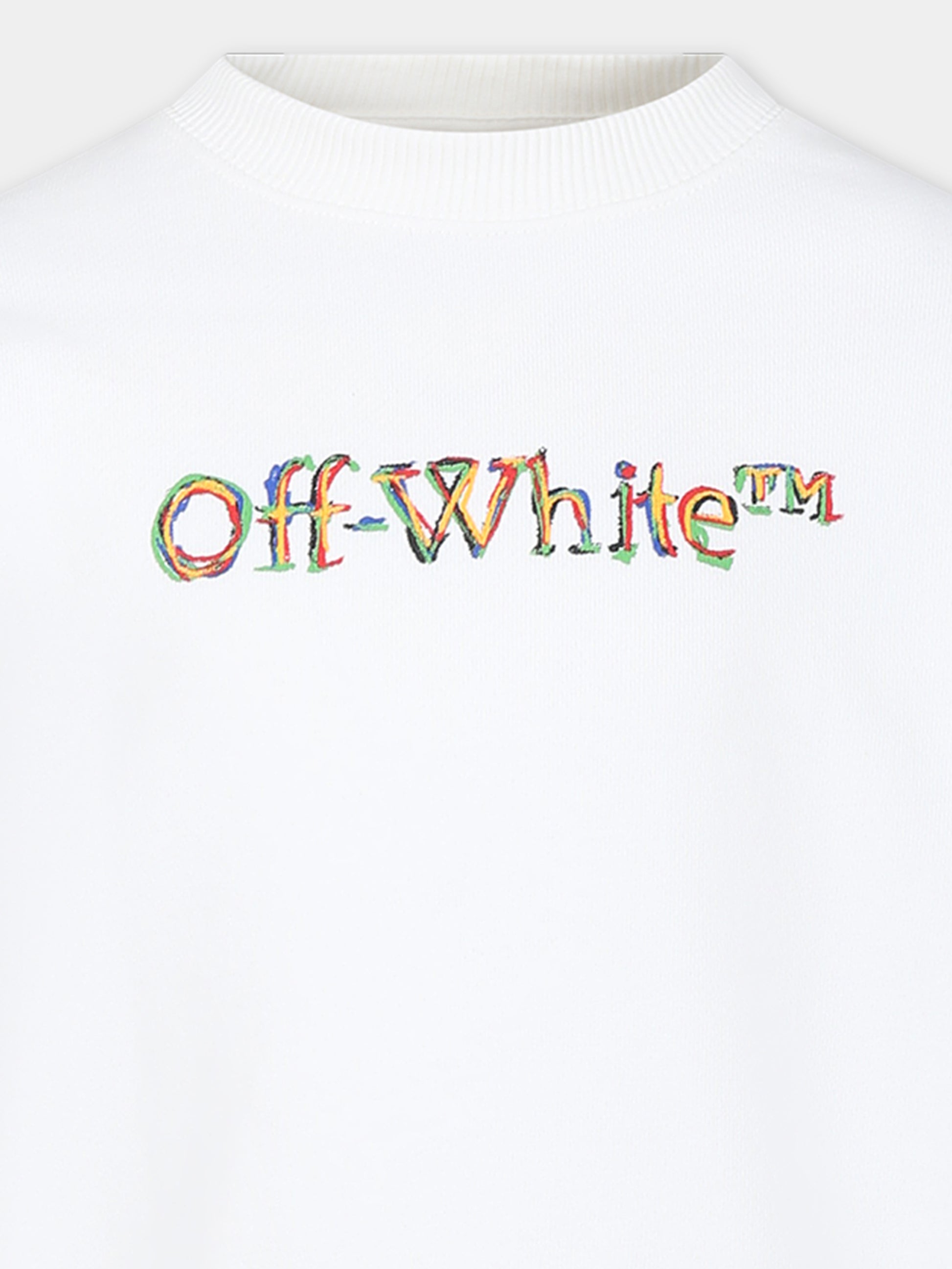 Felpa bianca per bambino con logo,Off White,OBBA001S24FLE0040184
