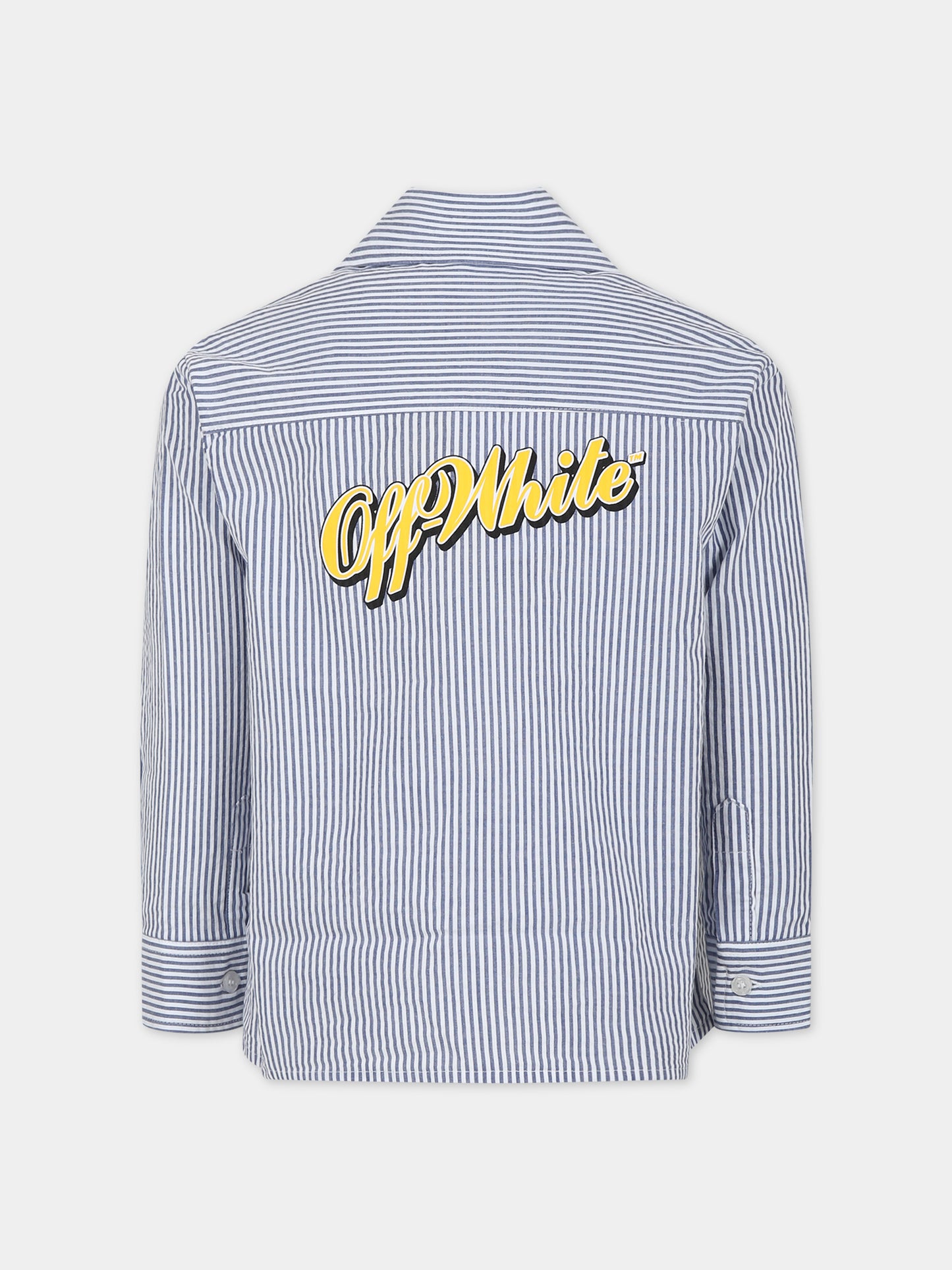 Camicia celeste per bambino con logo,Off White,OBGA003S24FAB0024518