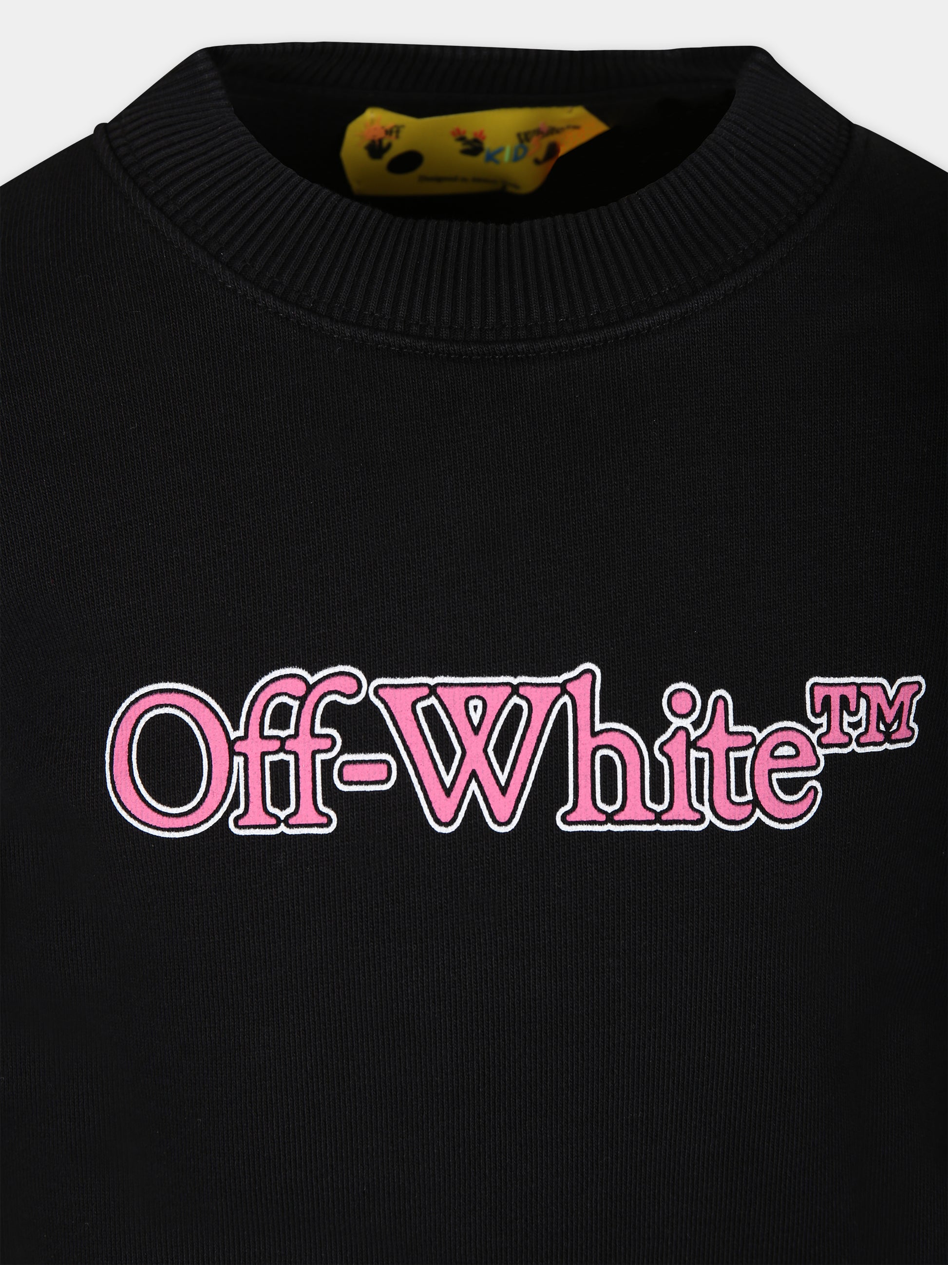 Felpa nera per bambina con logo,Off White,OGBA001S24FLE0031032