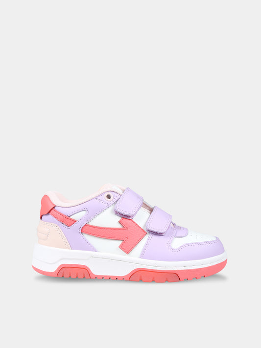 Sneakers viola per bambina con iconiche frecce,Off White,OGIA005S24LEA0018484