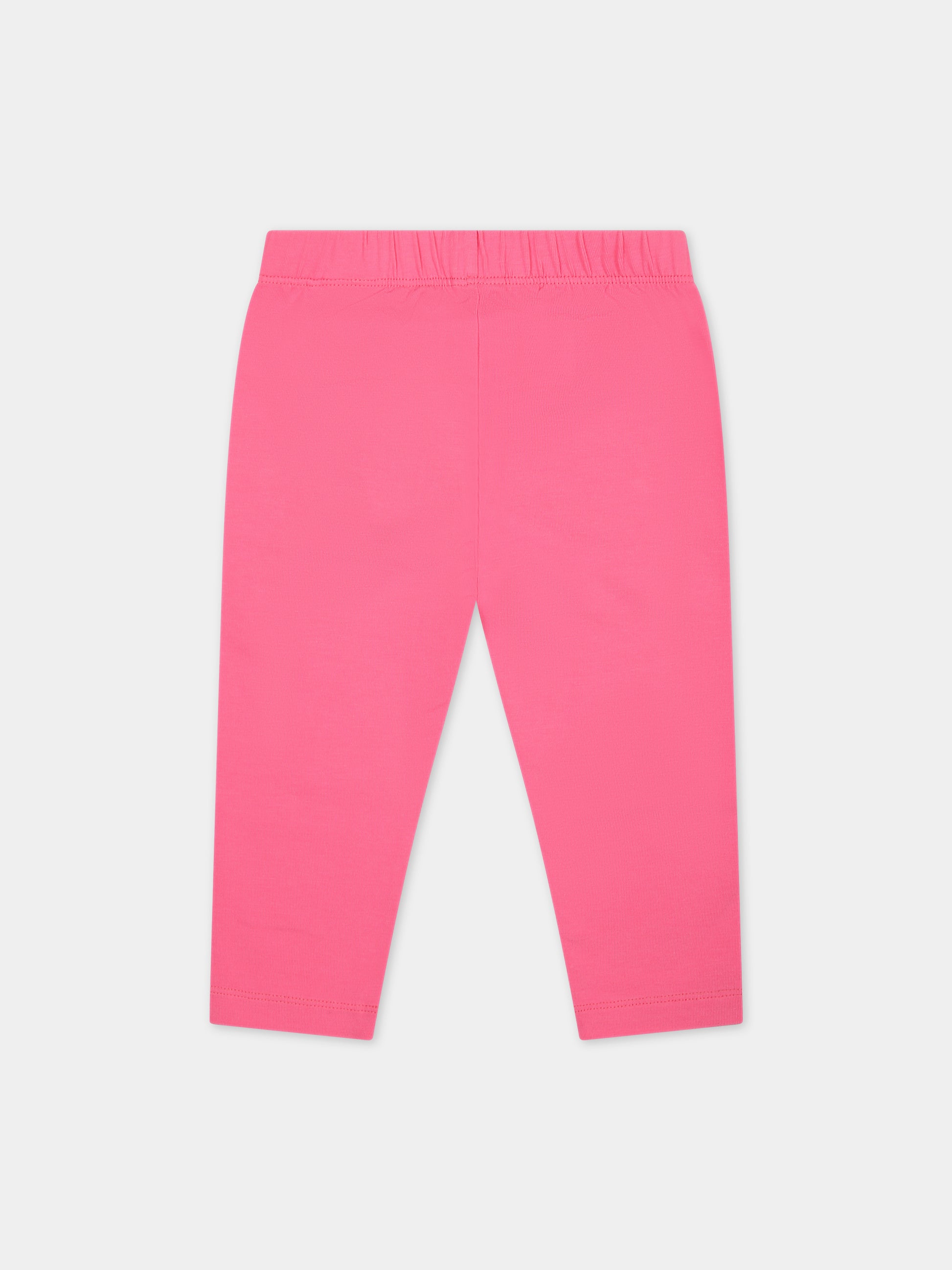 Leggins fucsia per bambina con logo,Off White,OGX3001S24JER0023284