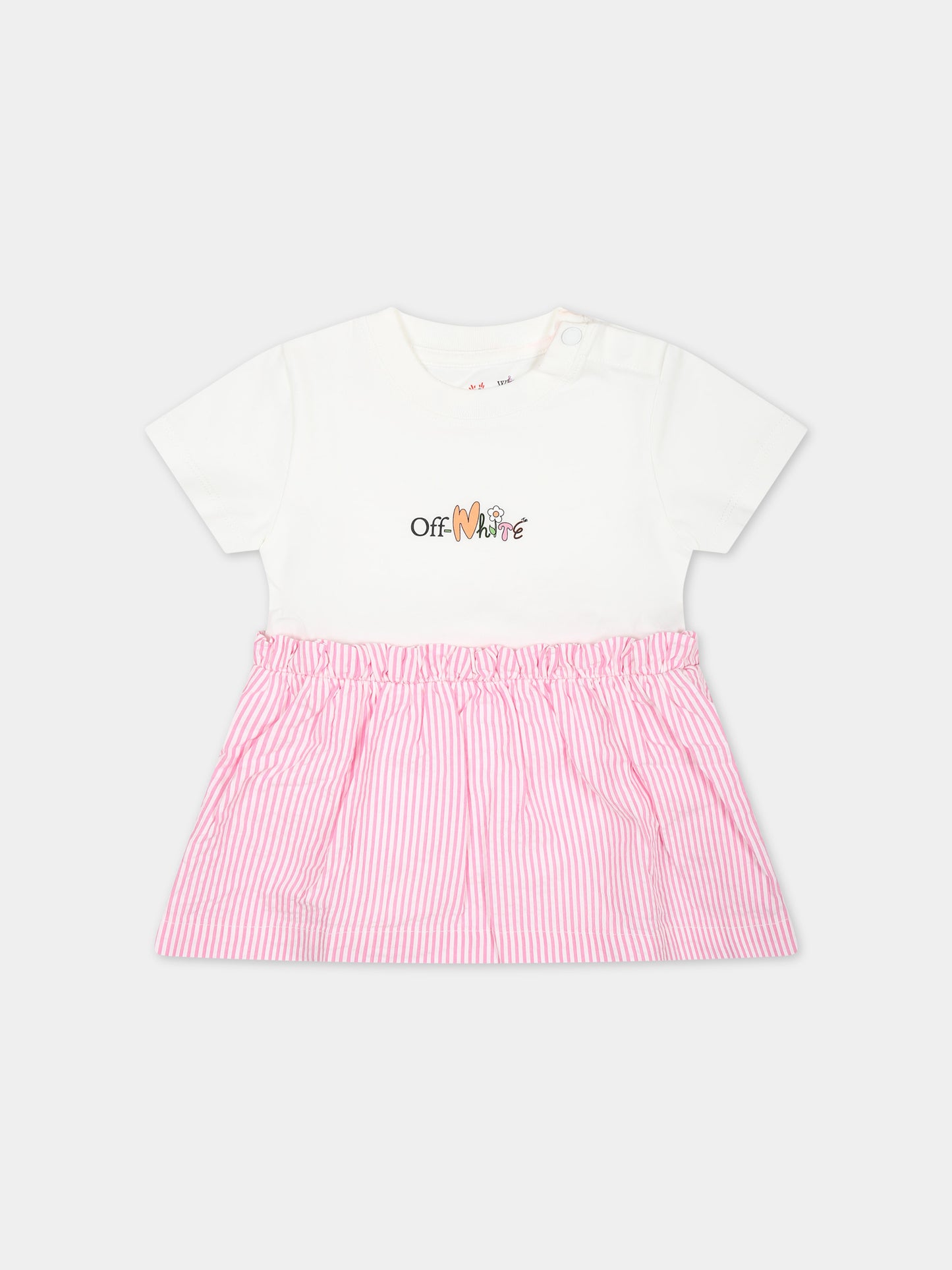 Vestito multicolor per neonata con logo,Off White,OGX7010S24JER0010184
