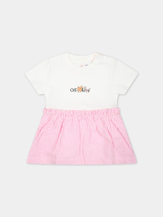 Vestito multicolor per neonata con logo,Off White,OGX7010S24JER0010184
