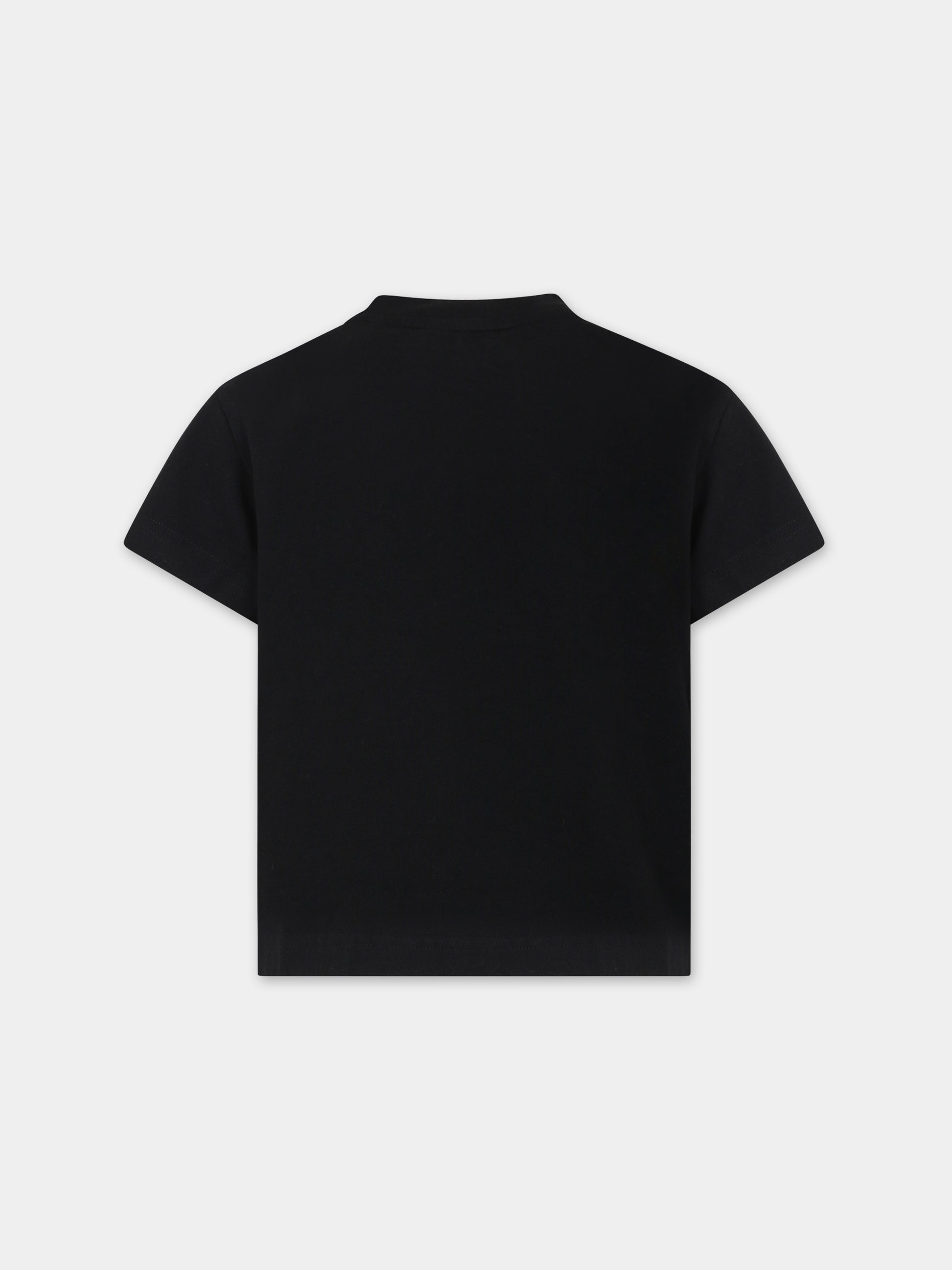 T-shirt nera per bambini con orso,Palm Angels,PBAA003C99JER0051060