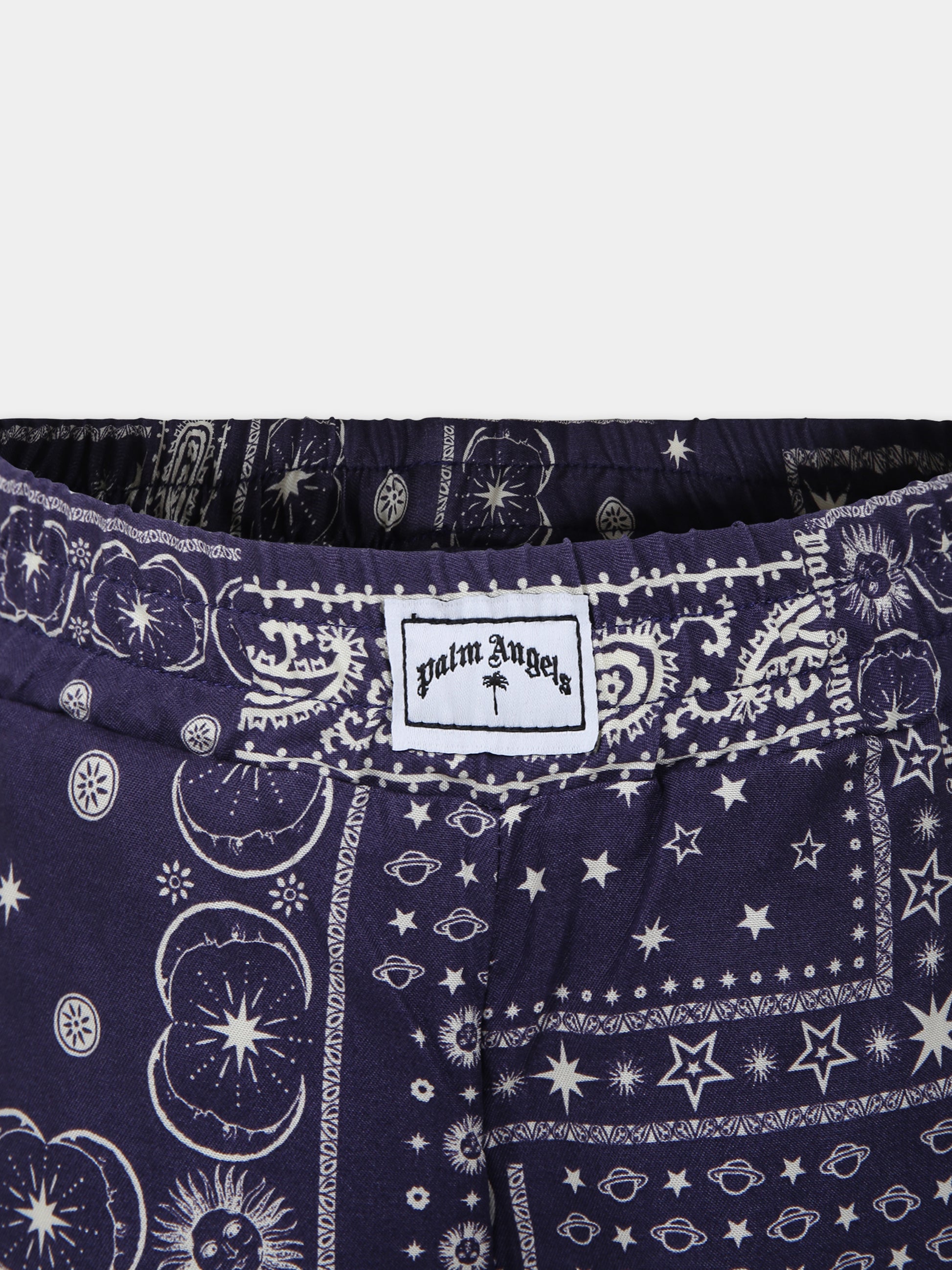 Shorts blu per bambino con stampa,Palm Angels,PBCB006S24FAB0014603