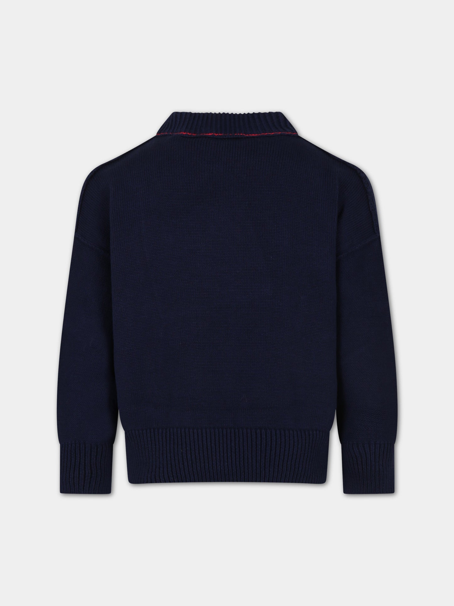 Maglione blu per bambino con logo,Palm Angels,PBHE001S24KNI0024625