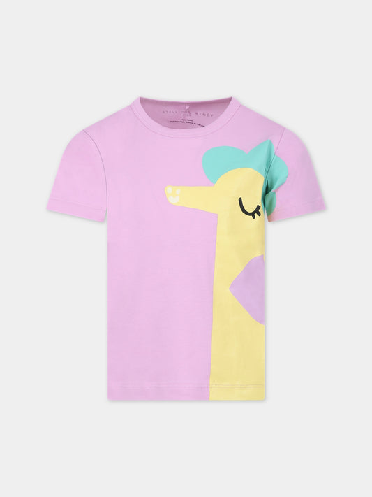 T-shirt rosa per bambina con cavalluccio marino,Stella Mccartney Kids,TU8D11 Z0434 50G