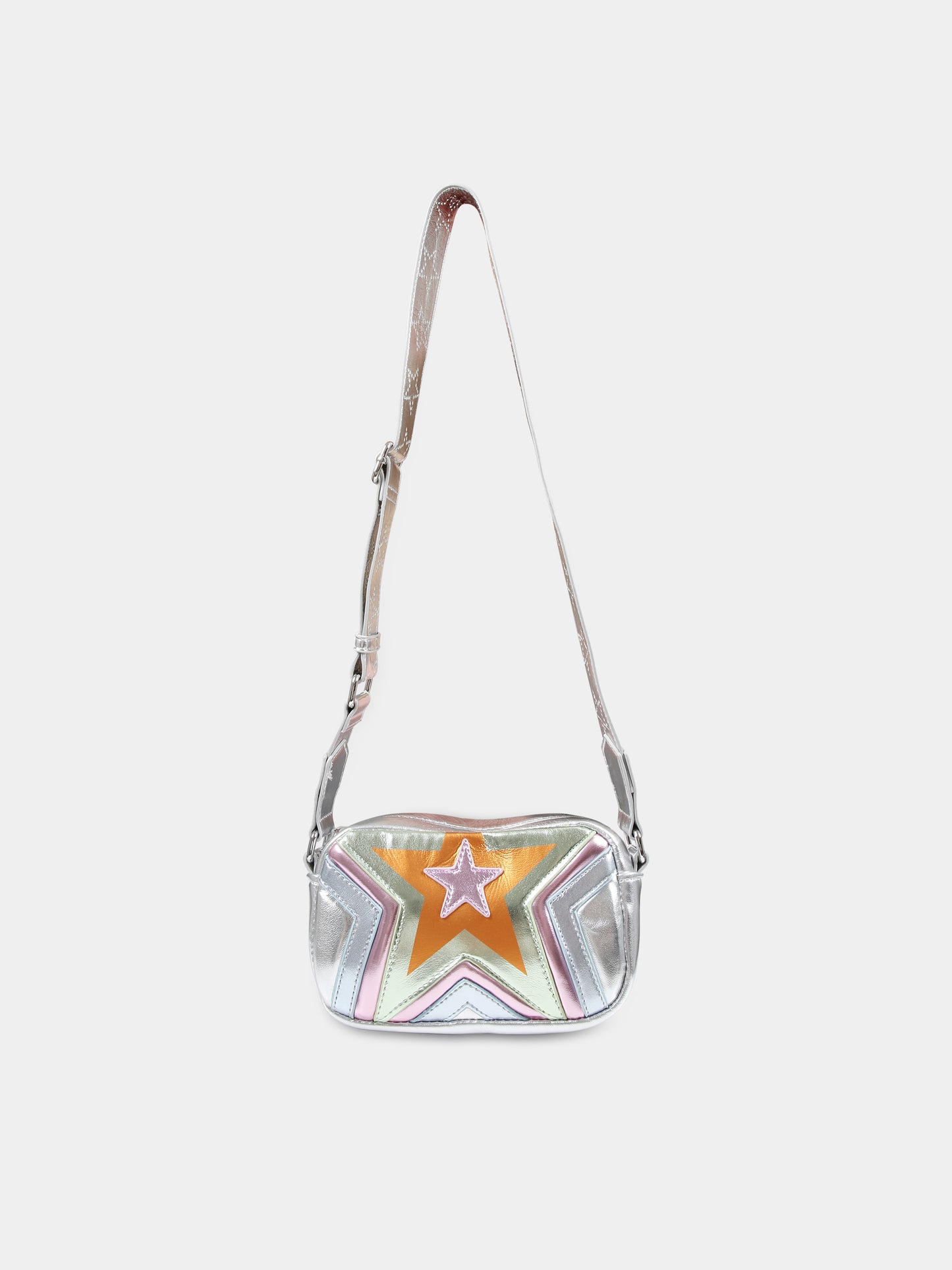 Borsa argento per bambina con stella,Stella Mccartney Kids,TU0A68 Z0699 925