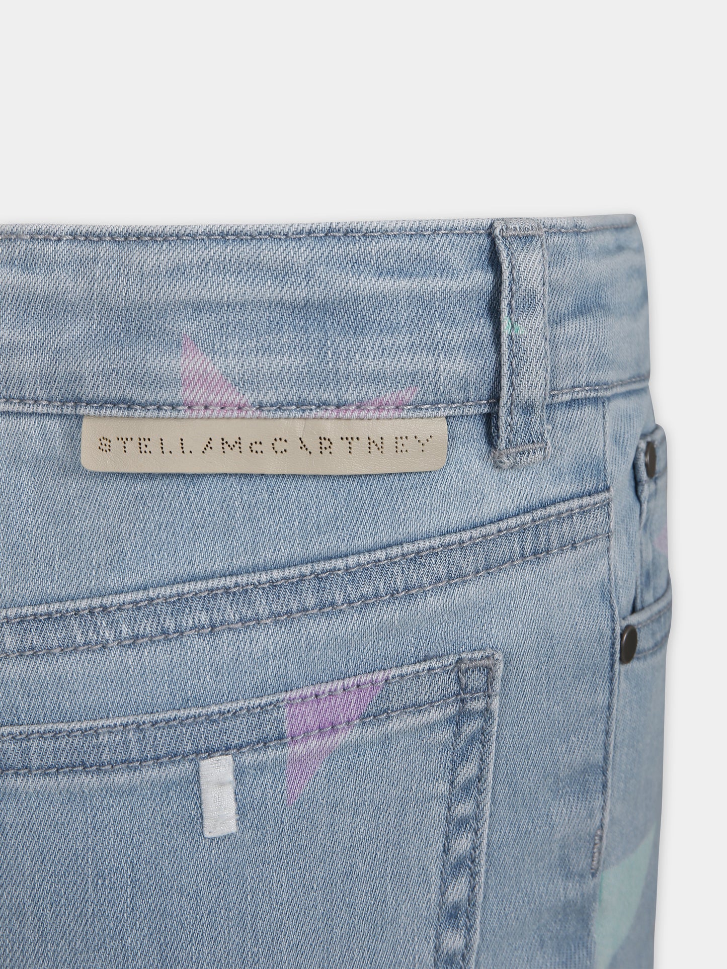 Jeans in denim per bambina con stelle all-over,Stella Mccartney Kids,TU6E60 Z0863 600MC