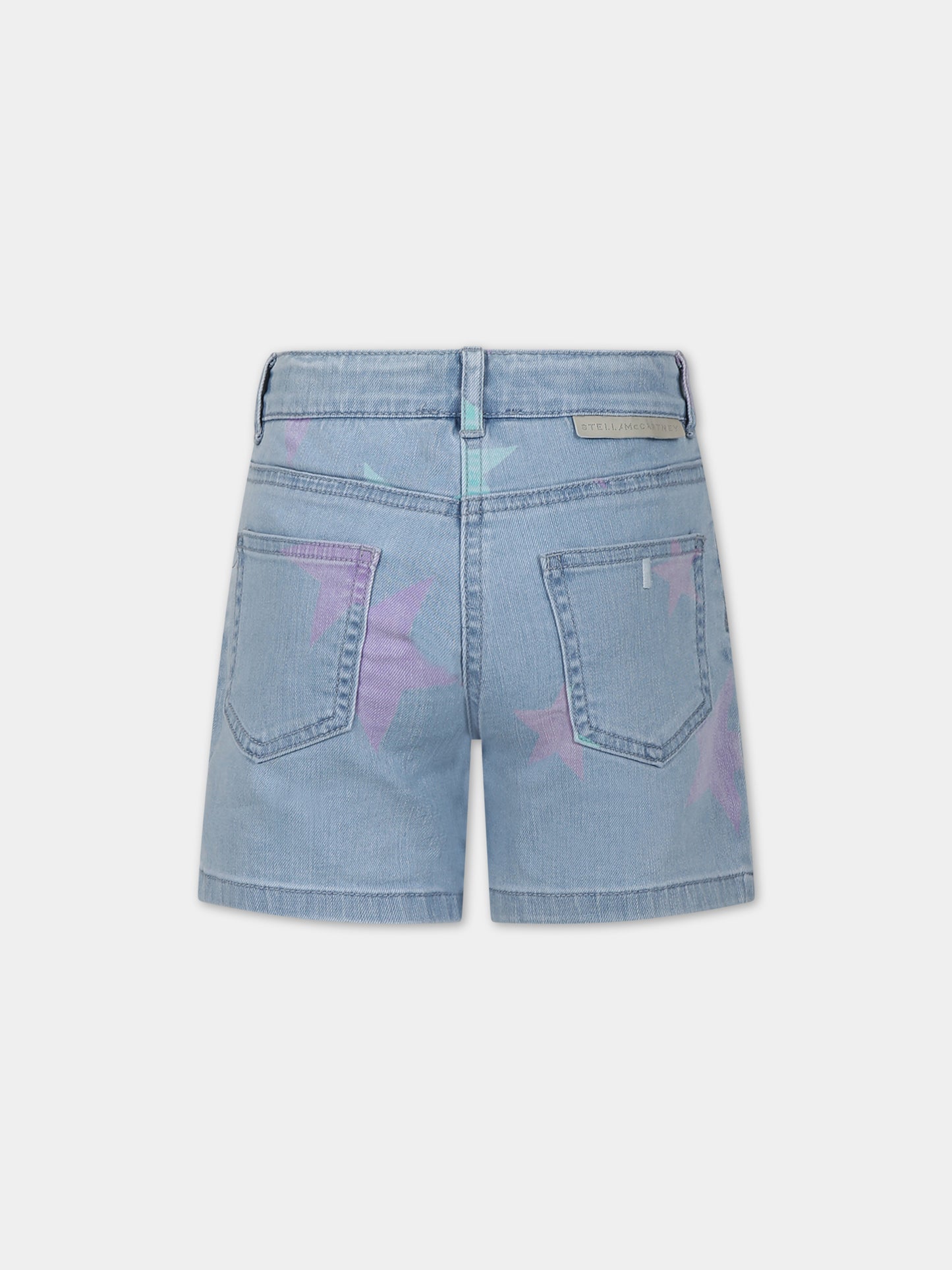 Shorts in denim per bambina con stelle all-over,Stella Mccartney Kids,TU6E59 Z0863 600MC