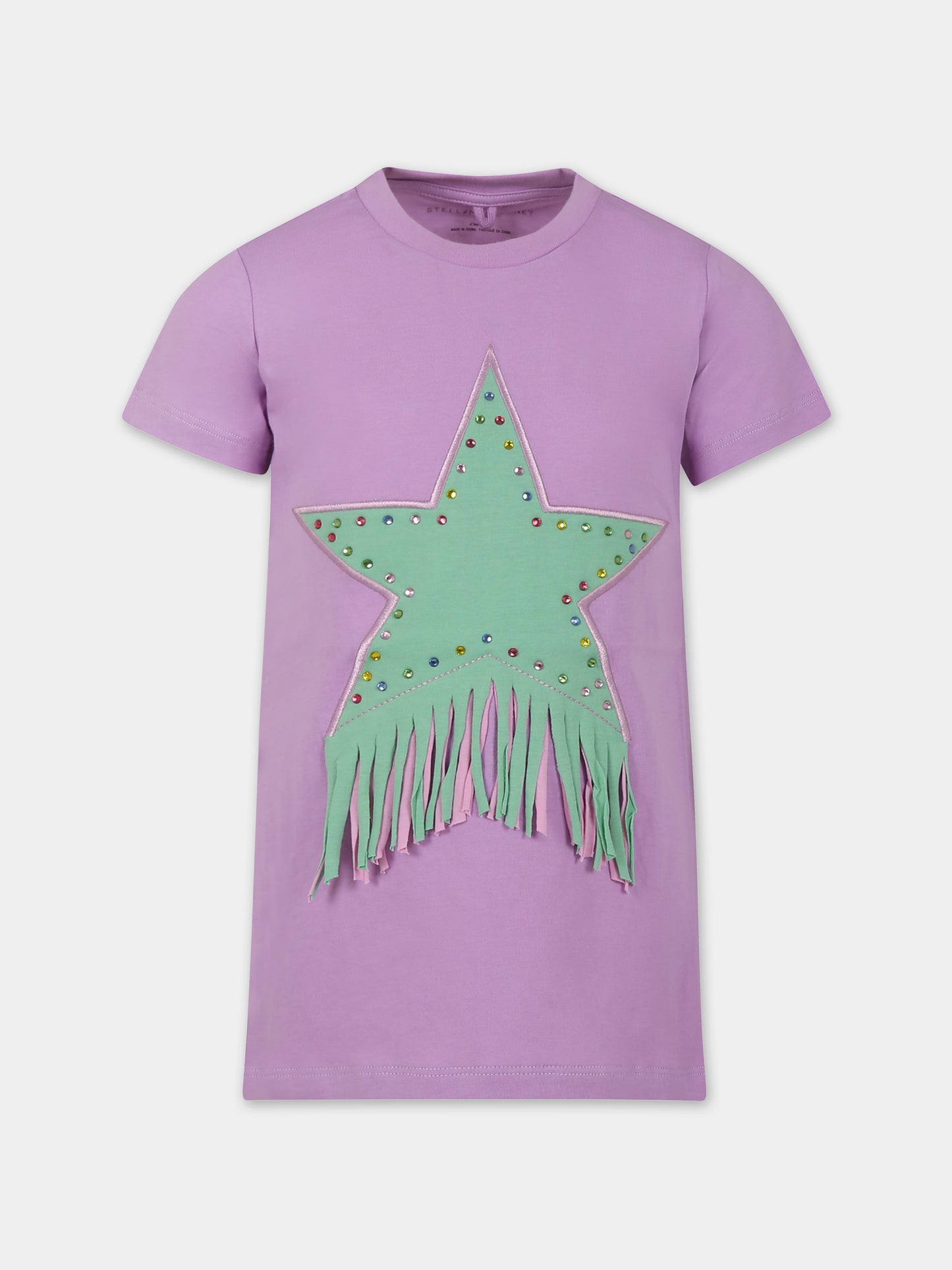 Vestito viola per bambina con stella,Stella Mccartney Kids,TU1A01 Z0434 538