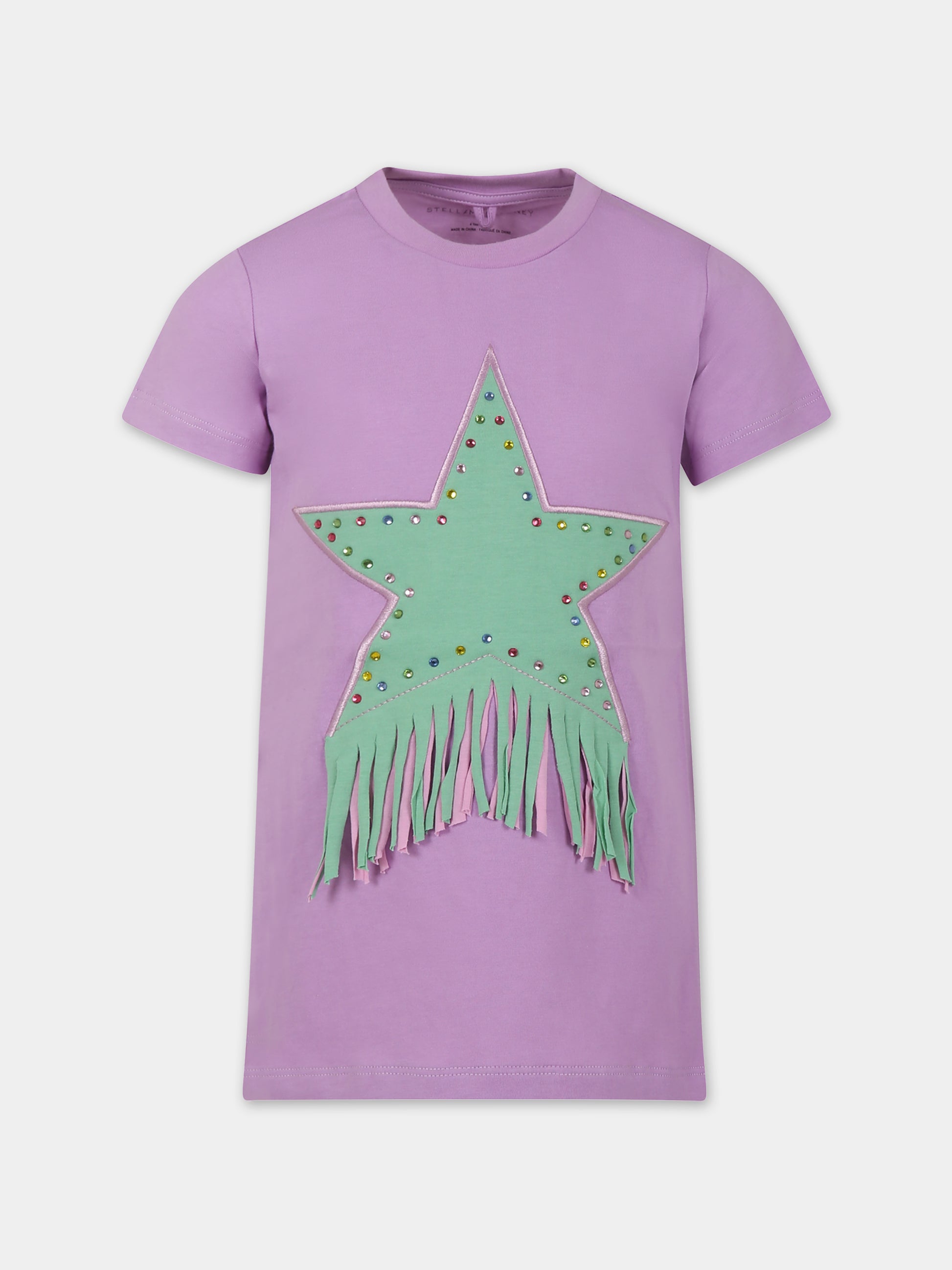 Vestito viola per bambina con stella,Stella Mccartney Kids,TU1A01 Z0434 538