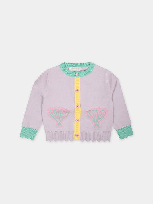 Cardigan viola per neonata con conchiglie,Stella Mccartney Kids,TU9A20 Z1841 572