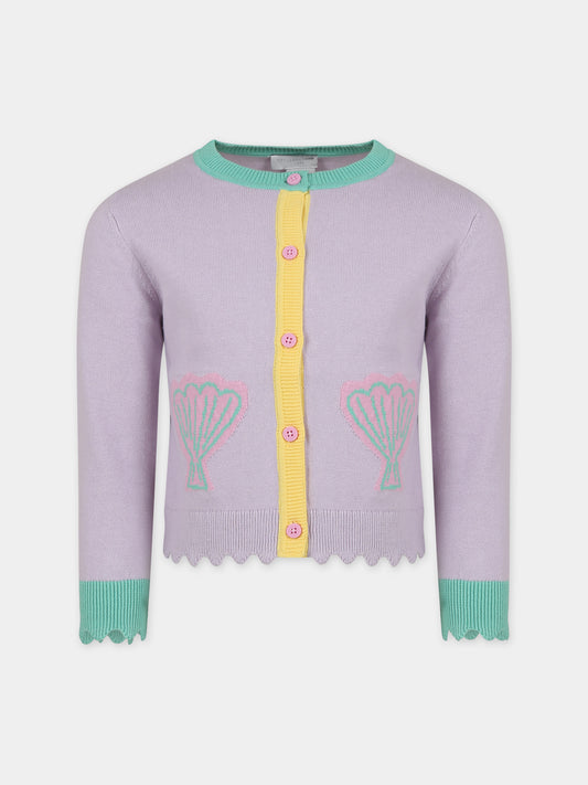 Cardigan viola per bambina con conchiglie,Stella Mccartney Kids,TU9A20 Z1841 572