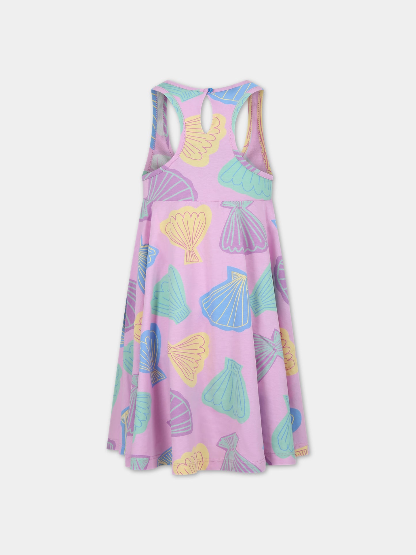 Vestito rosa per bambina con stampa multicolor all-over,Stella Mccartney Kids,TU1E12 Z1634 50GMC