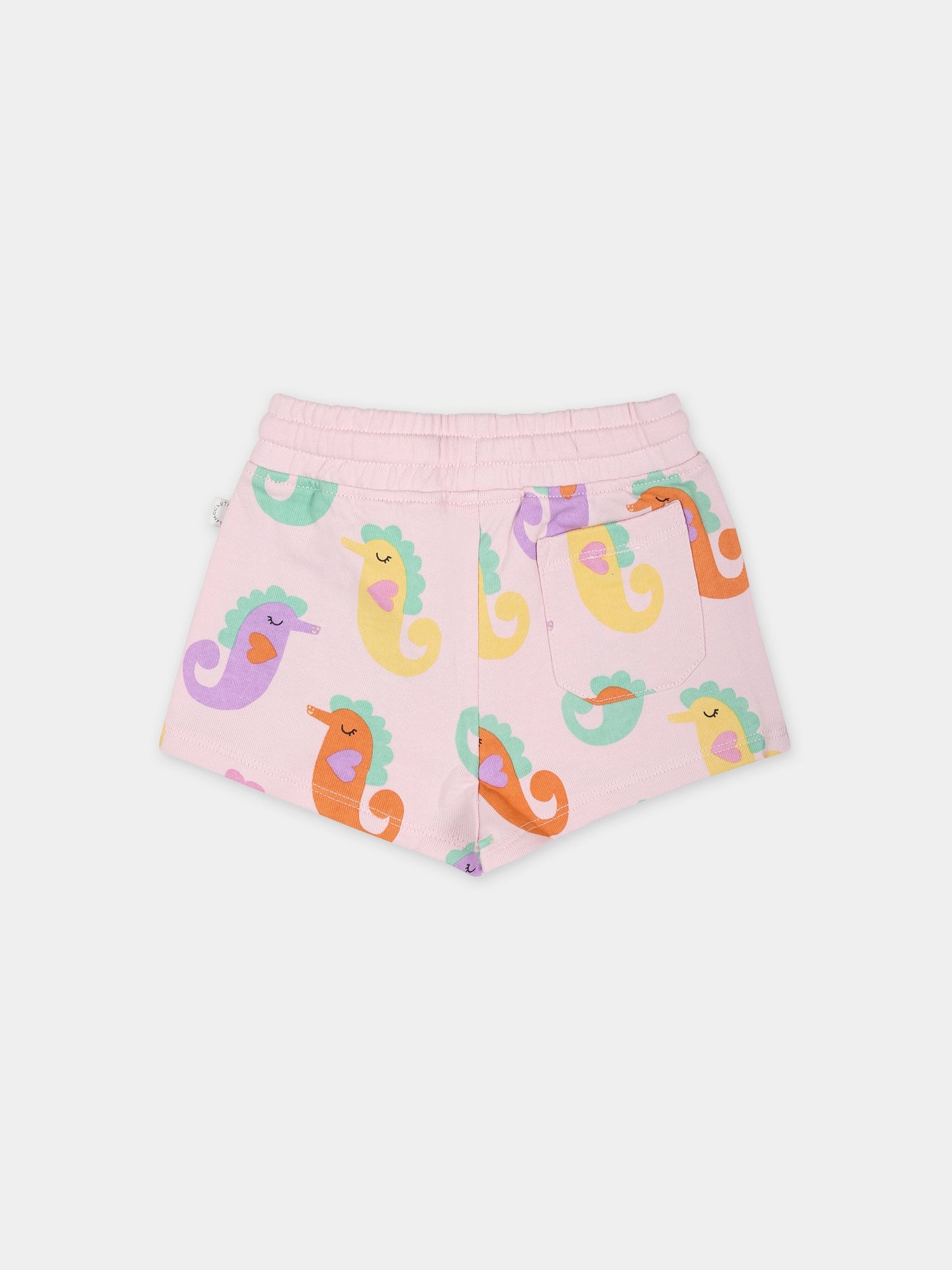 Shorts rosa per neonata con cavallucci marini,Stella Mccartney Kids,TU6059 Z1806 579MC