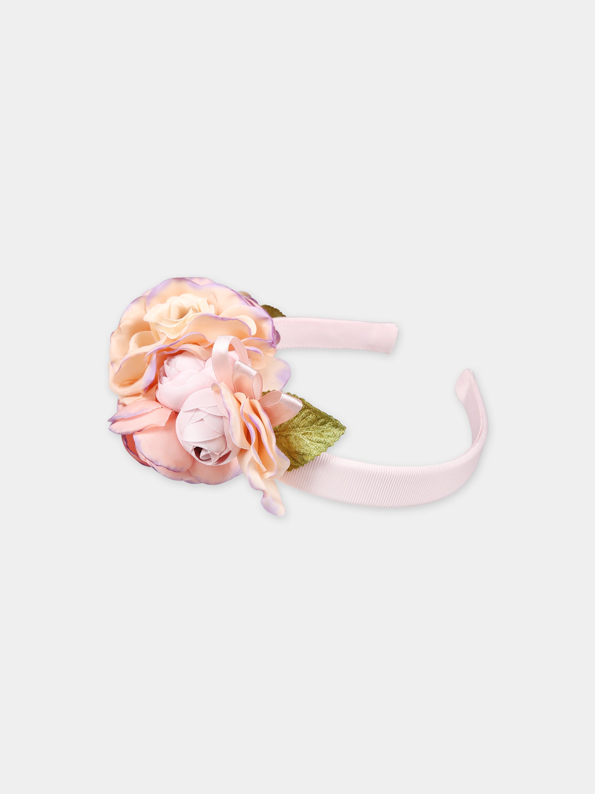 Cerchietto rosa per bambina con fiori,Monnalisa,79C011 3726 9292