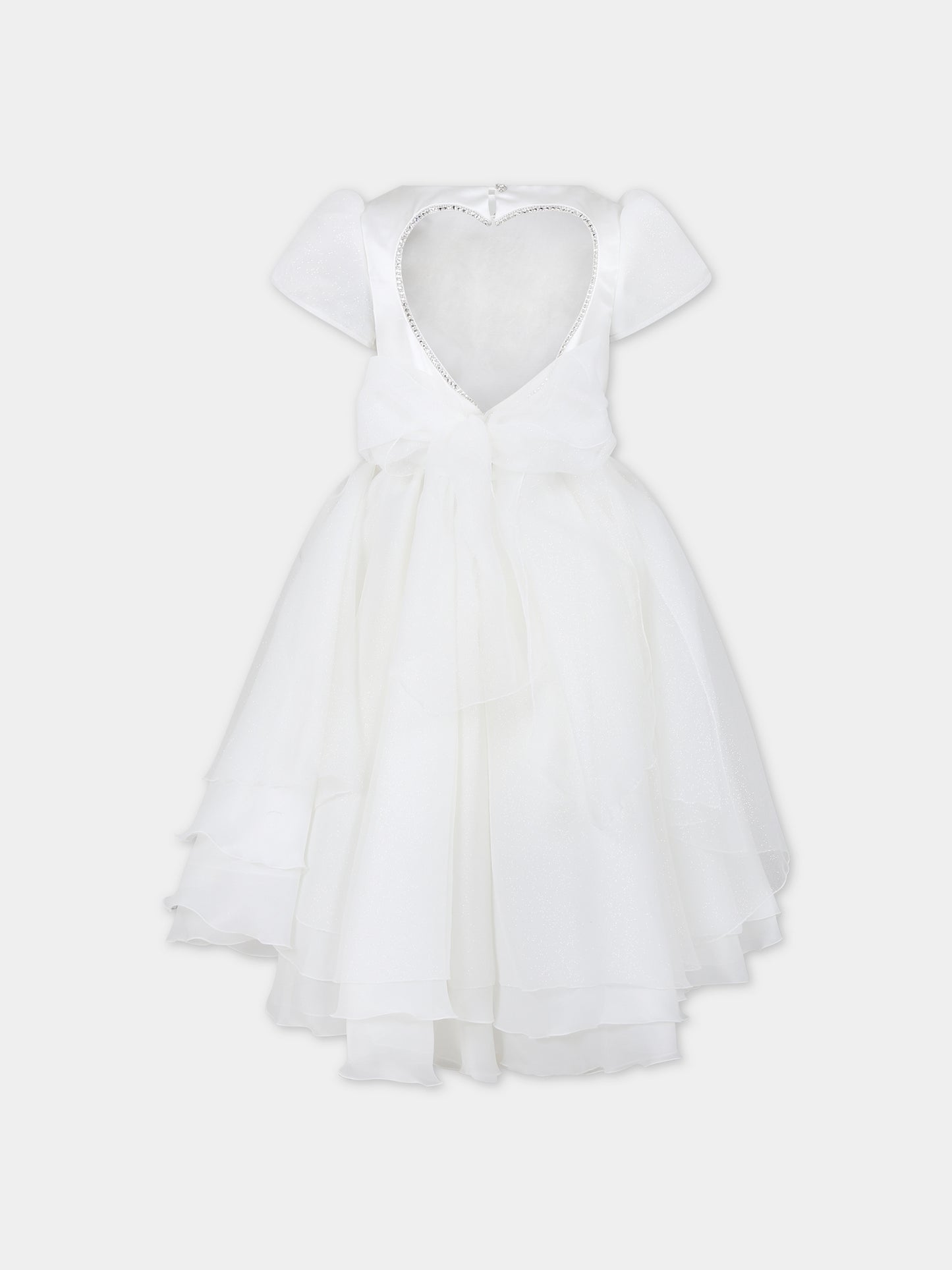 Vestito bianco per bambina con fiore,Monnalisa,77C901 3123 0001