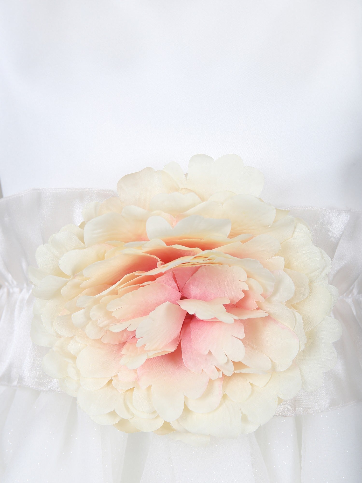 Vestito bianco per bambina con fiore,Monnalisa,77C901 3123 0001