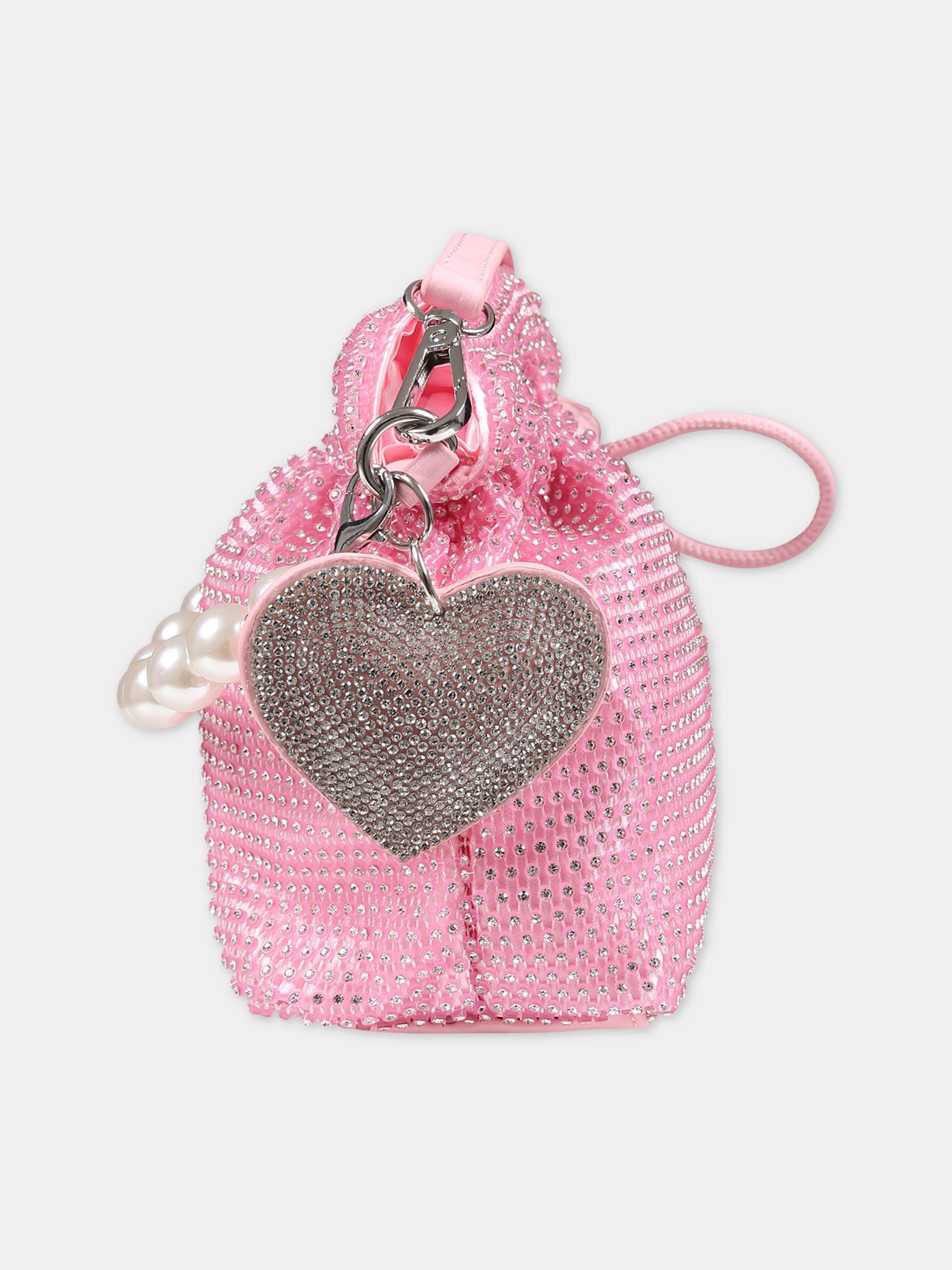 Borsa rosa per bambina con strass all-over,Monnalisa,77C002 3713 0092