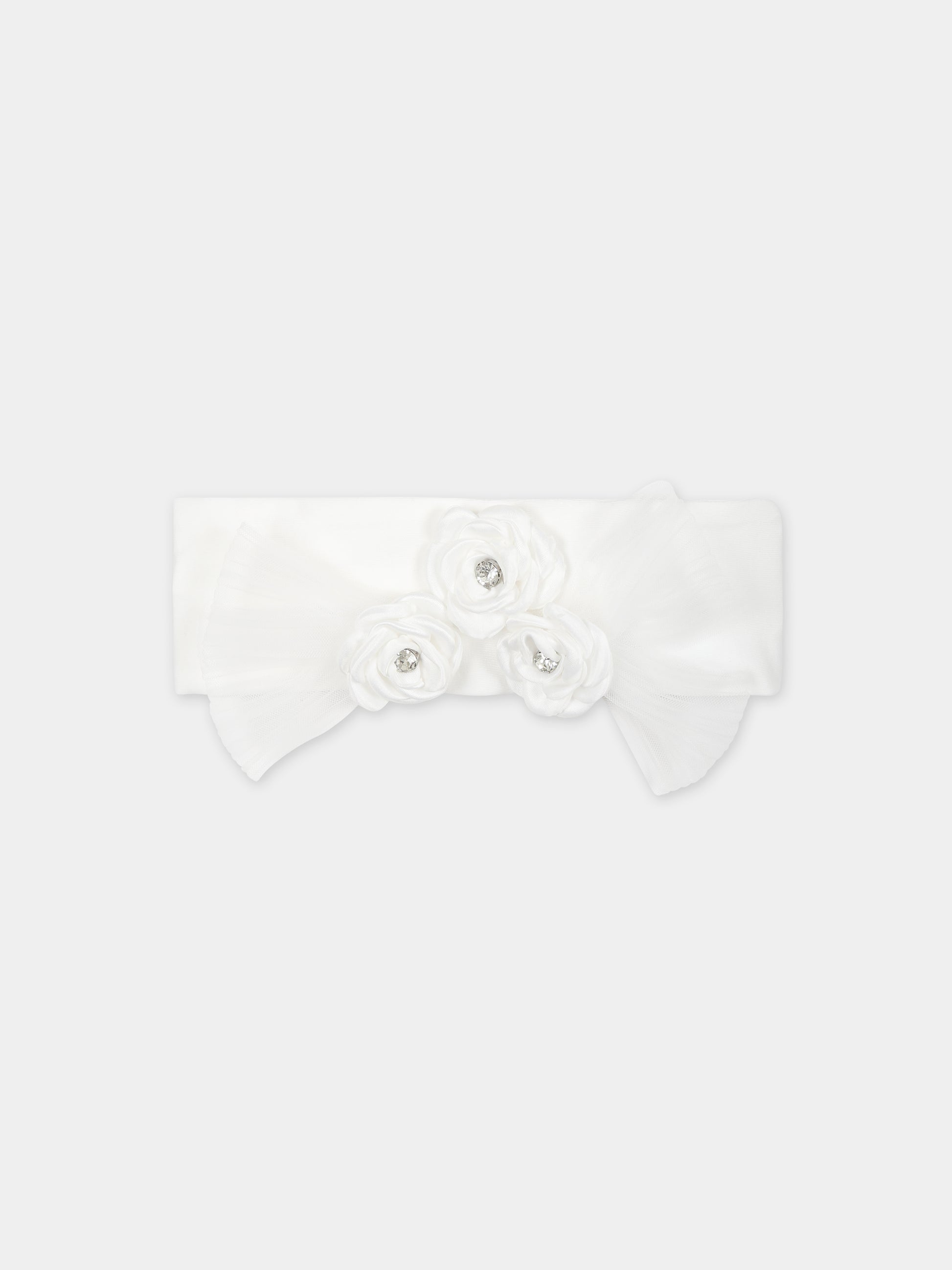 Fascia bianca per neonata con rose,Monnalisa,73C003 3201 0001