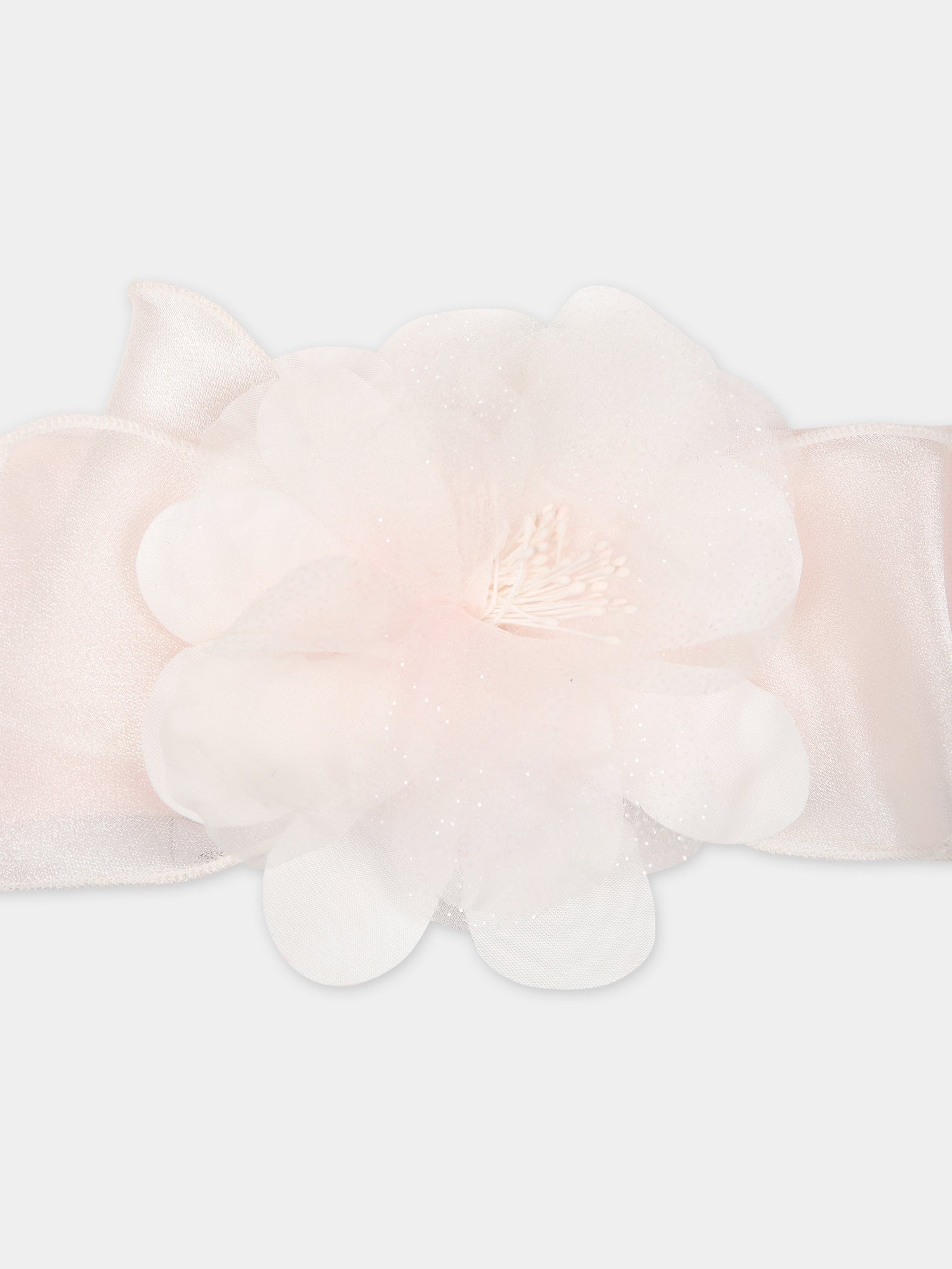 Fascia rosa per neonata con fiore,Monnalisa,73C012 3201 0092