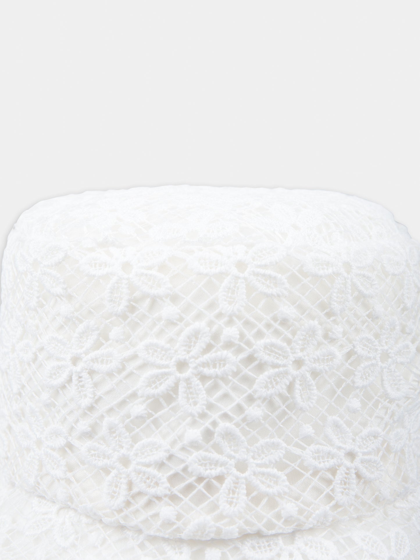 Cloche bianco per bambina con ricami a fiore all-over,Monnalisa,73C005 3961 0001